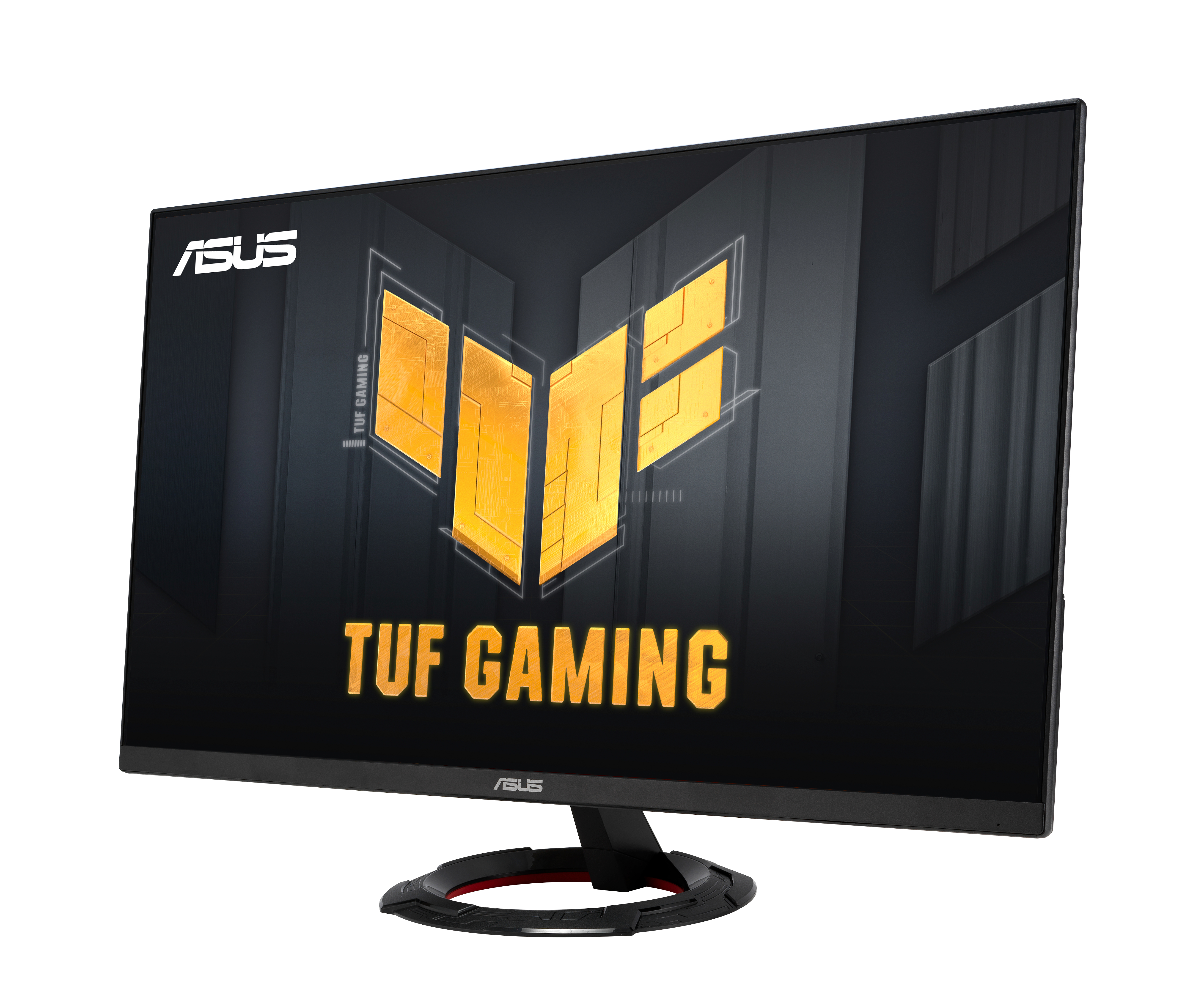 Monitor z logo ASUS TUF GAMING na ekranie.