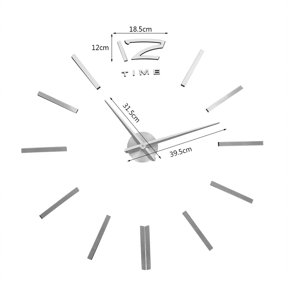 Eine moderne Wanduhr mit silbernen Zeigern und Markierungen.