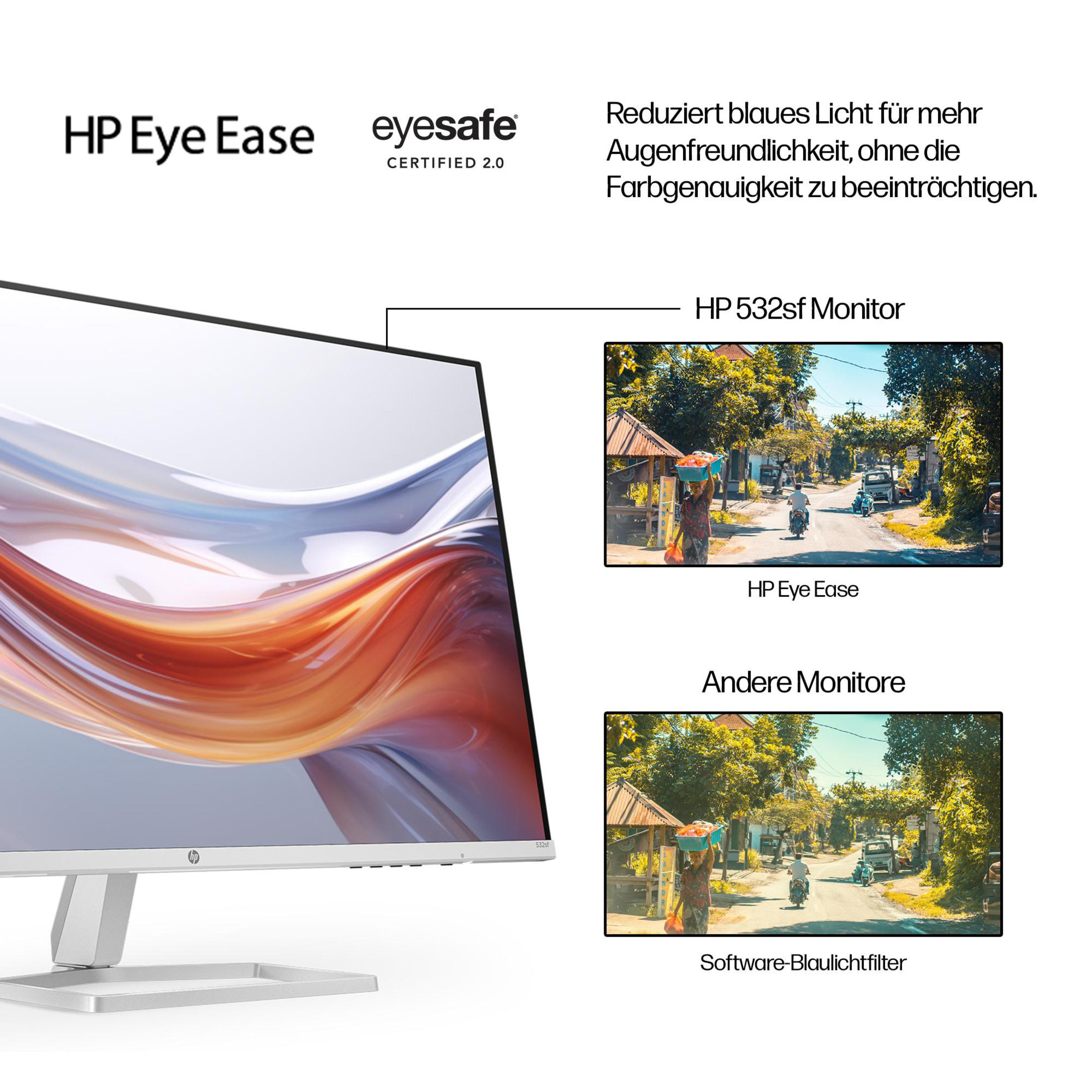 Monitor HP z tekstem i dwoma wyświetlanymi scenami.