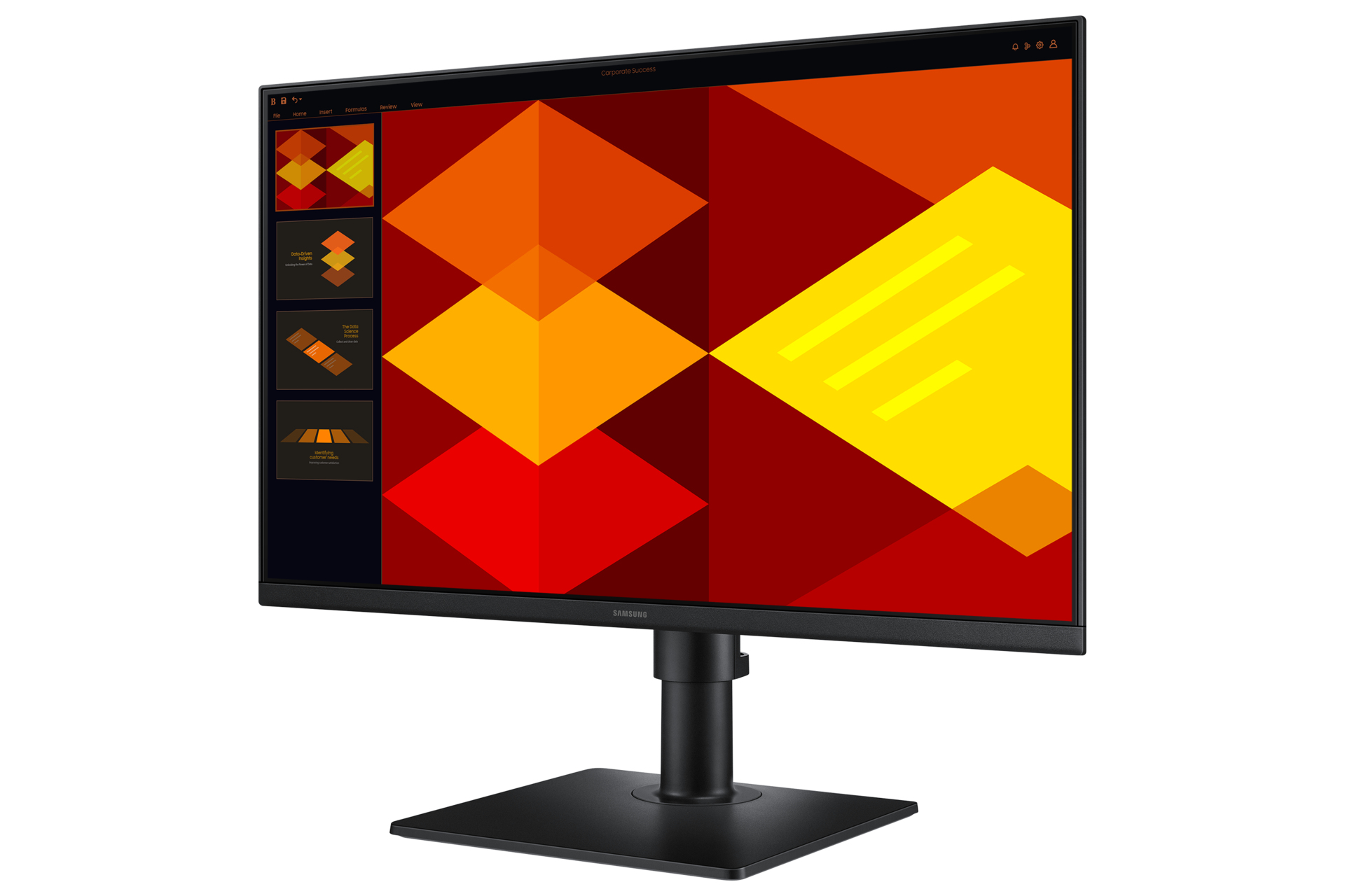 Monitor Predator con supporto nero e rosso, display colorato.
