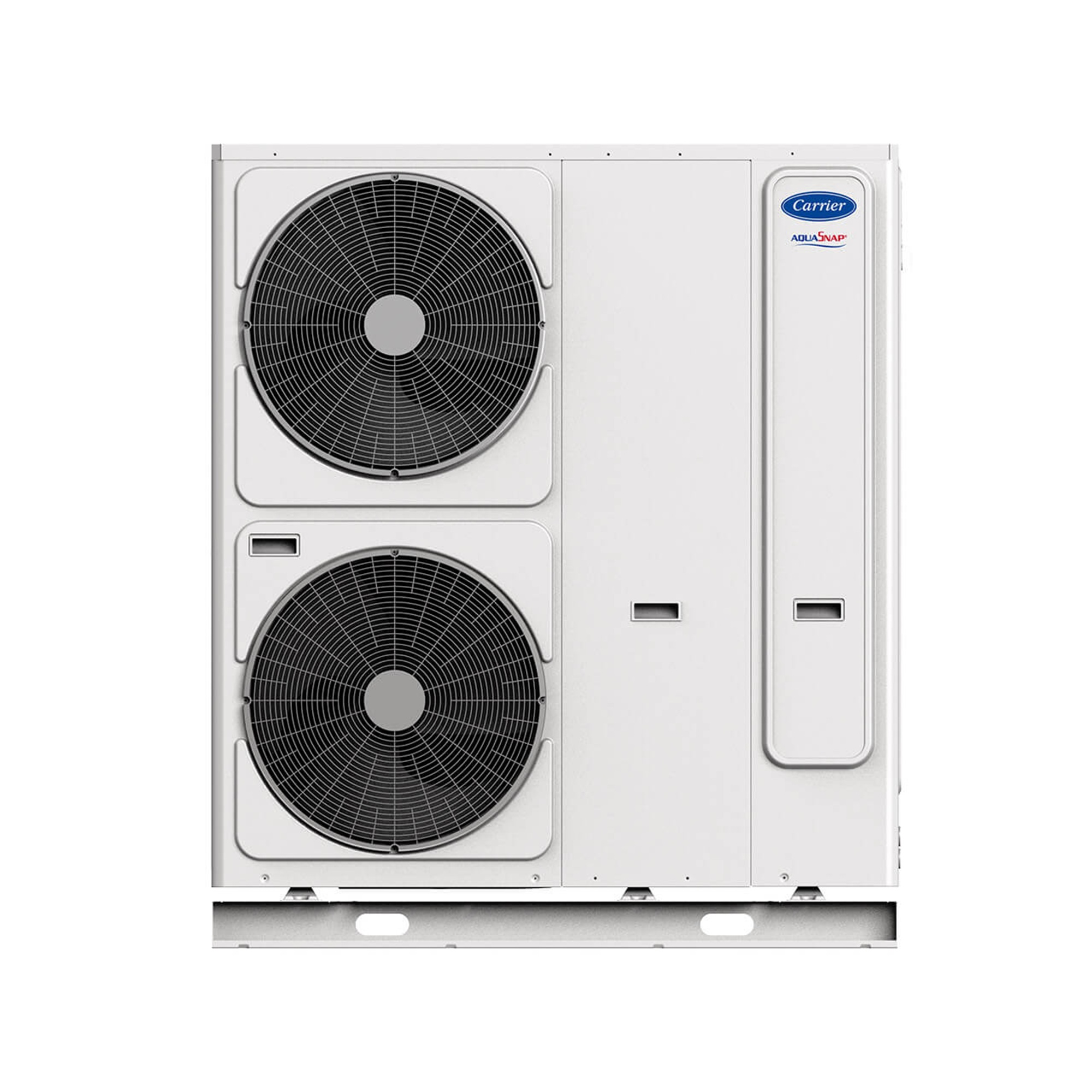 Unidad blanca Carrier AquaSnap con dos ventiladores.