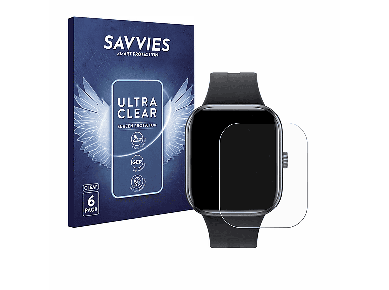 SAVVIES 6x klare Schutzfolie (für Xiaomi Redmi Watch 5)