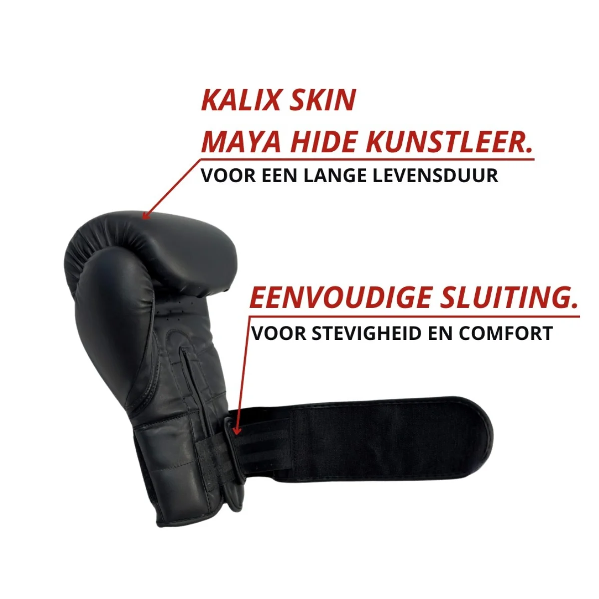 Black boxing glove with text indicating 'KALIX SKIN' and 'MAYA HIDE KUNSTLEER'.
