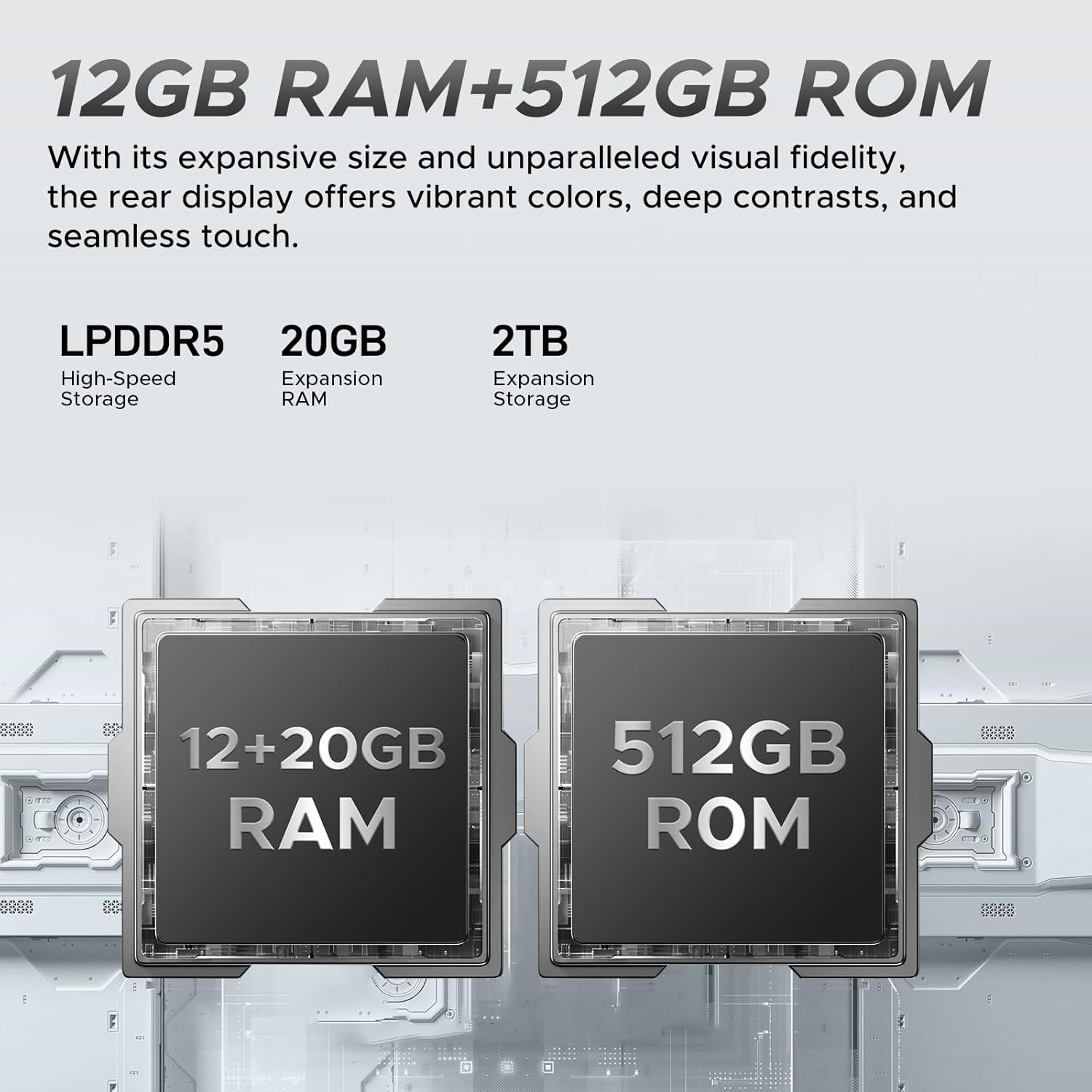 Bild mit RAM- und ROM-Details, einschließlich 12 GB RAM + 512 GB ROM.