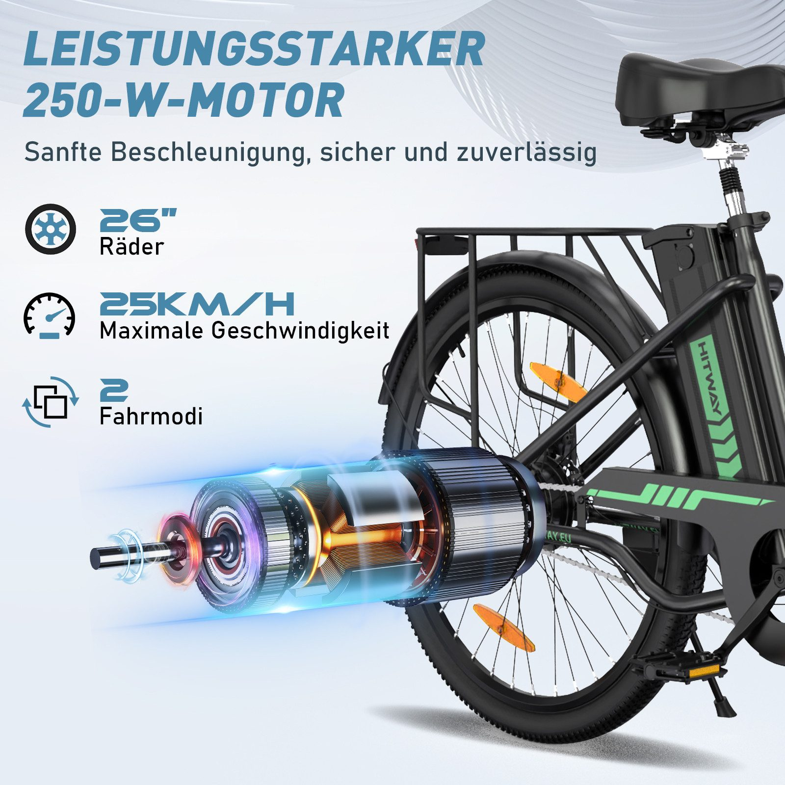HITWAY BK8S Citybike (Laufradgröße: 26 Zoll, Damen-Rad, 281 Wh, schwarz)