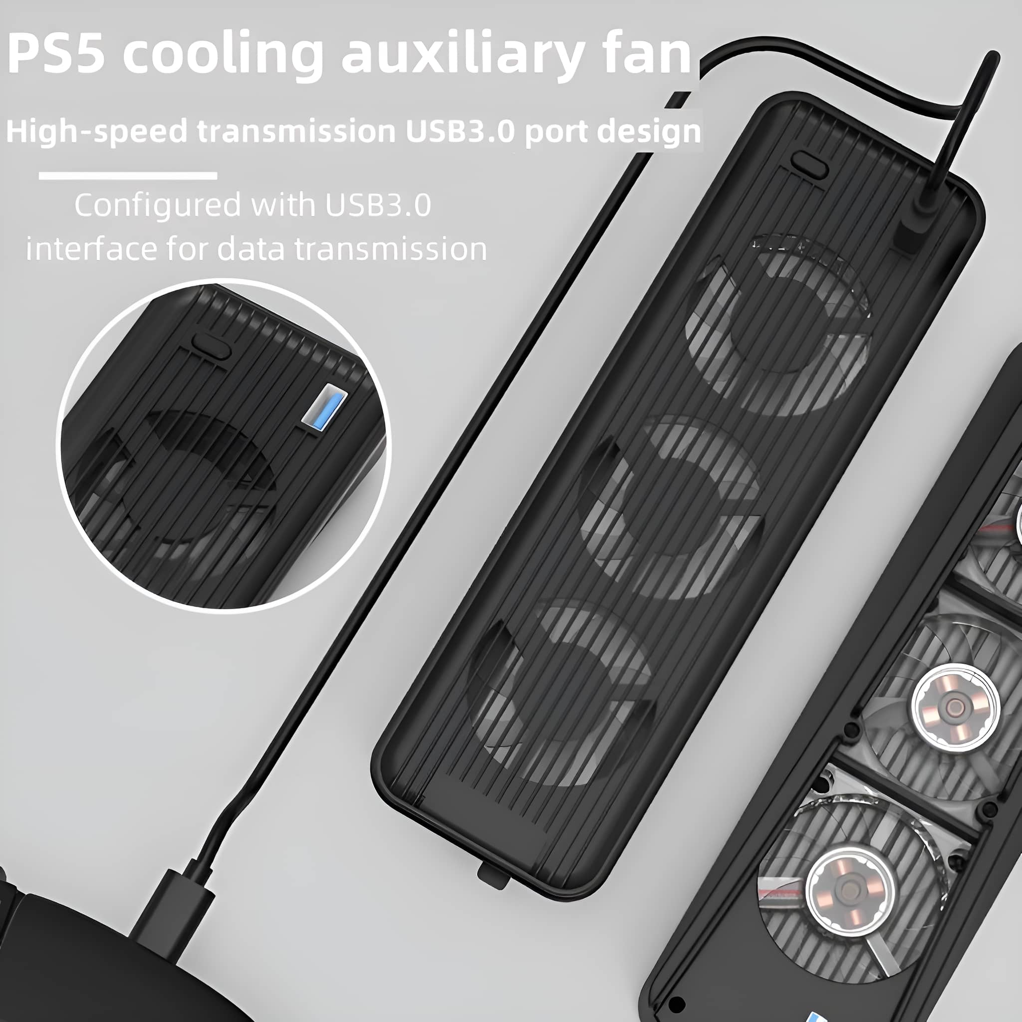 PS5-Kühlung, Zusatzlüfter mit USB3.0-Port-Design und Lüftern.