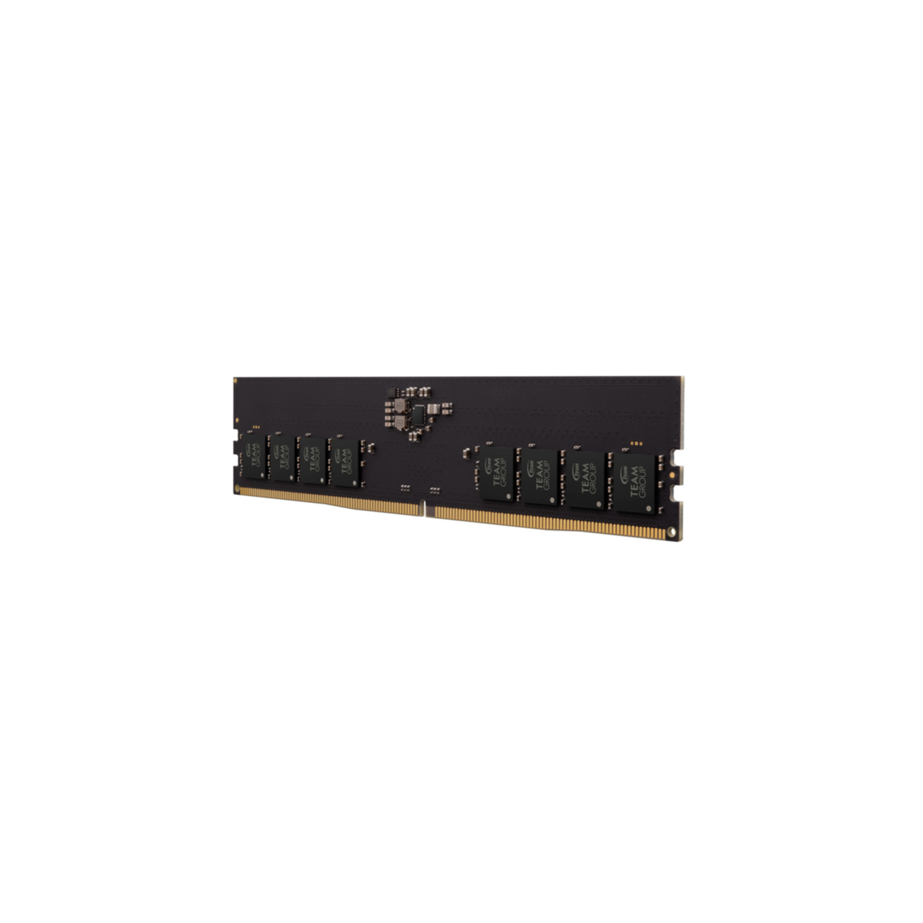 Black RAM stick with gold connectors on white background.