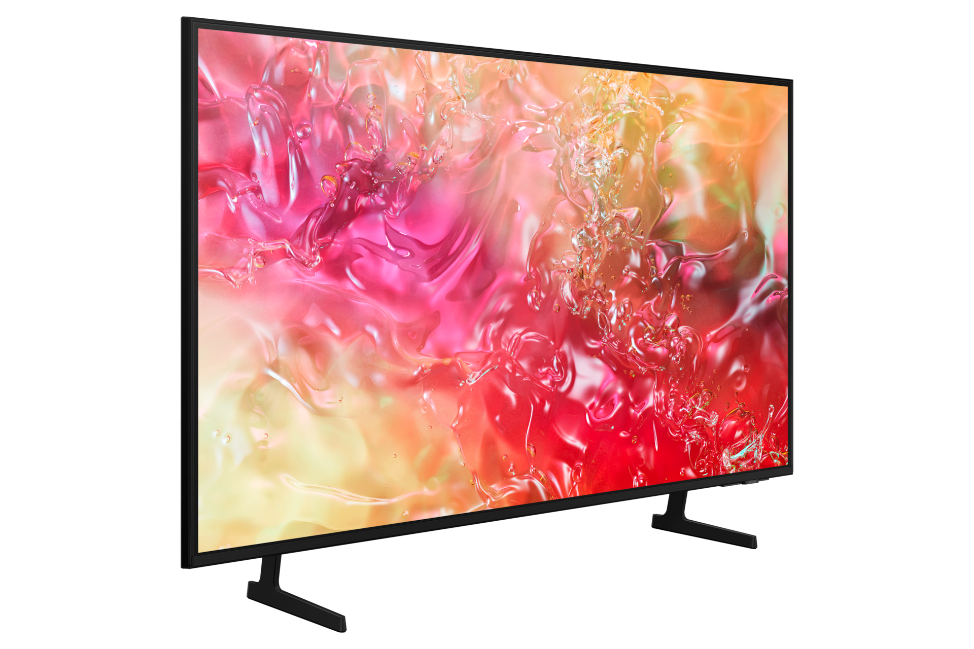 TV Samsung con un'immagine vibrante e astratta sullo schermo. Design colorato.