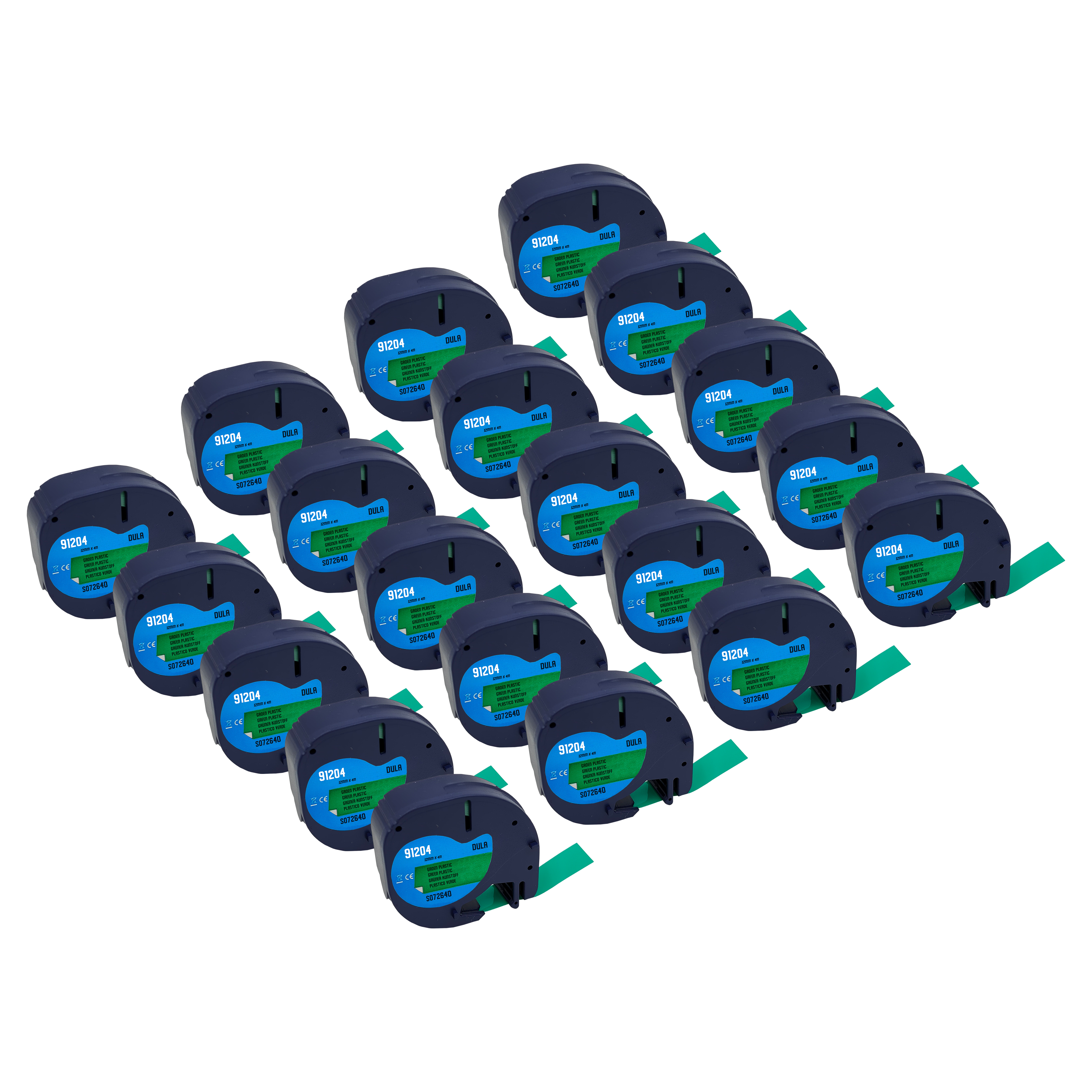 A group of label maker tape cartridges.