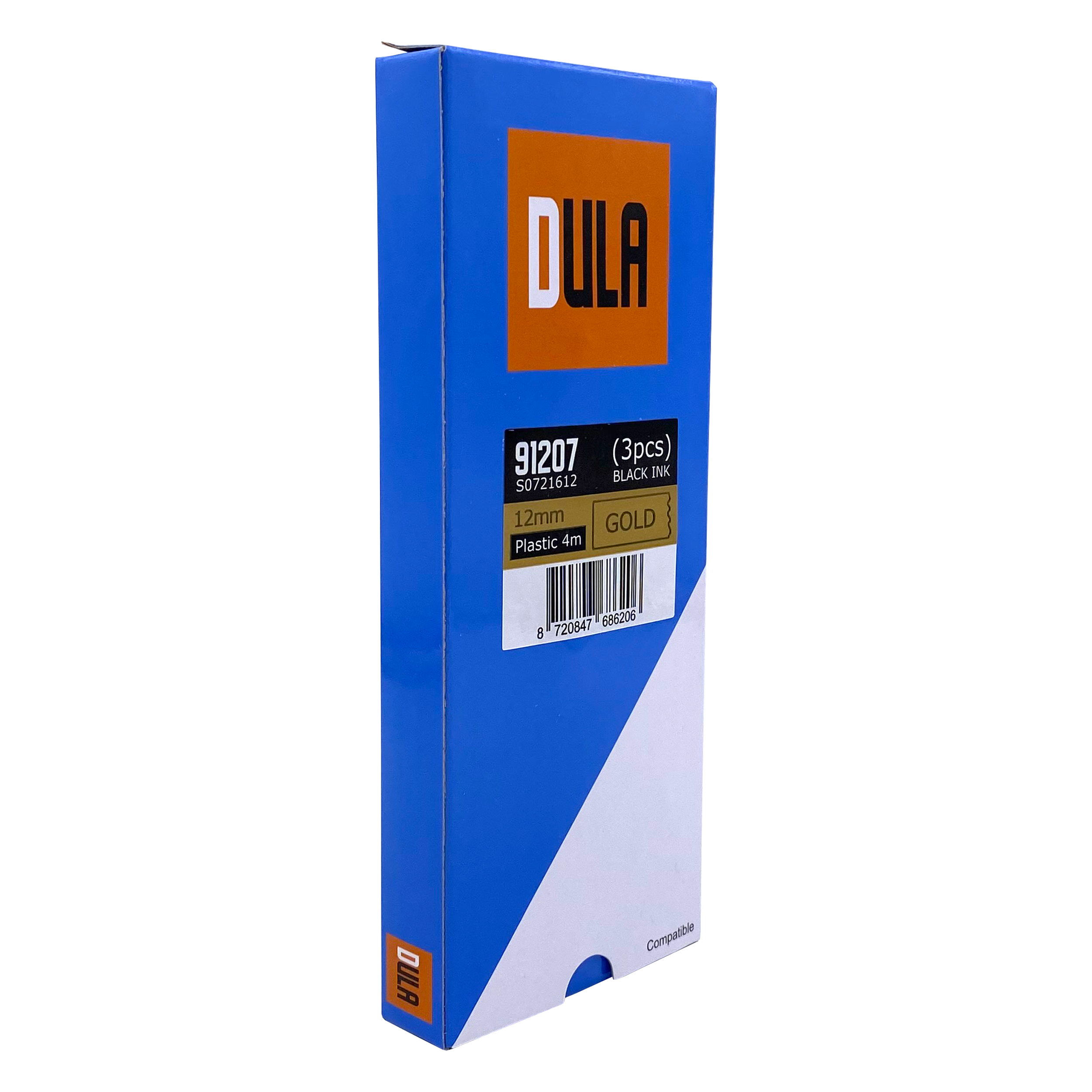 Een grote stapel labelcartridges.