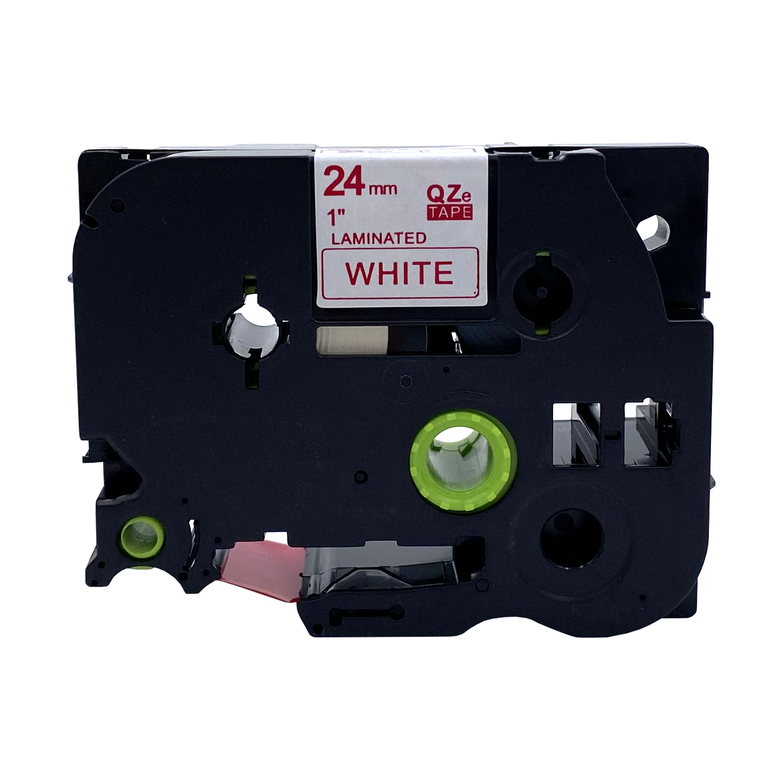 Zwarte etikettape, witte tekst op etiket, leest 'WIT'.