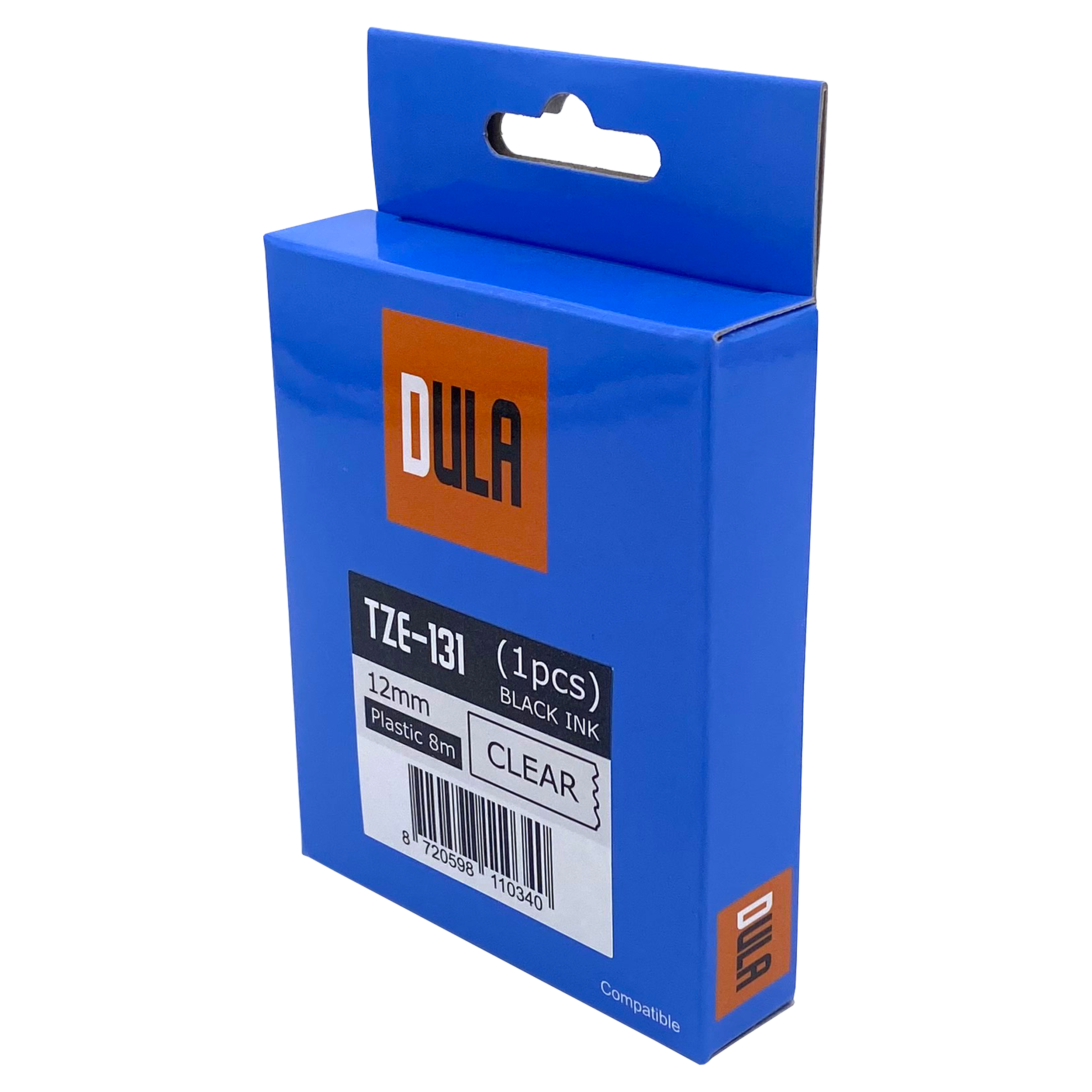 A blue box with a label. The label has white text. White background.