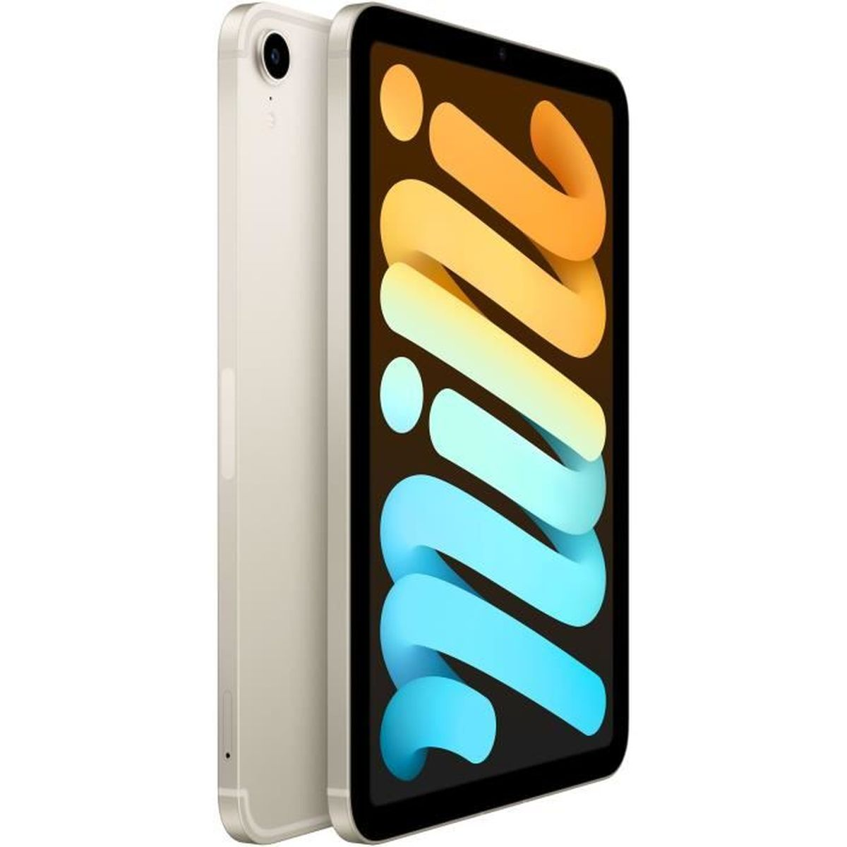 Een goud en witte iPad Mini, rechtopstaand.