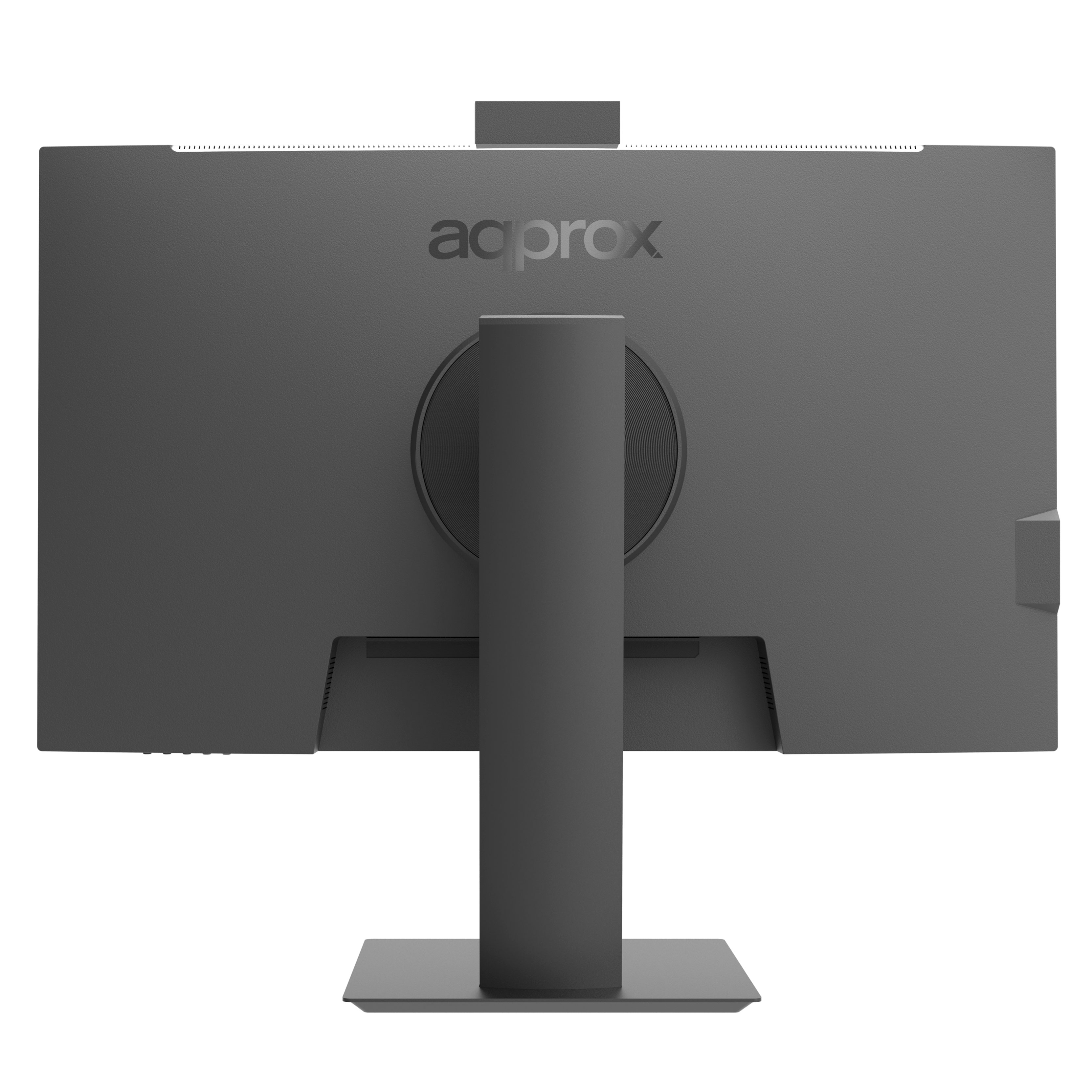 Tył czarnego monitora z widoczną marką 'aprox'. Monitor ma podstawę.