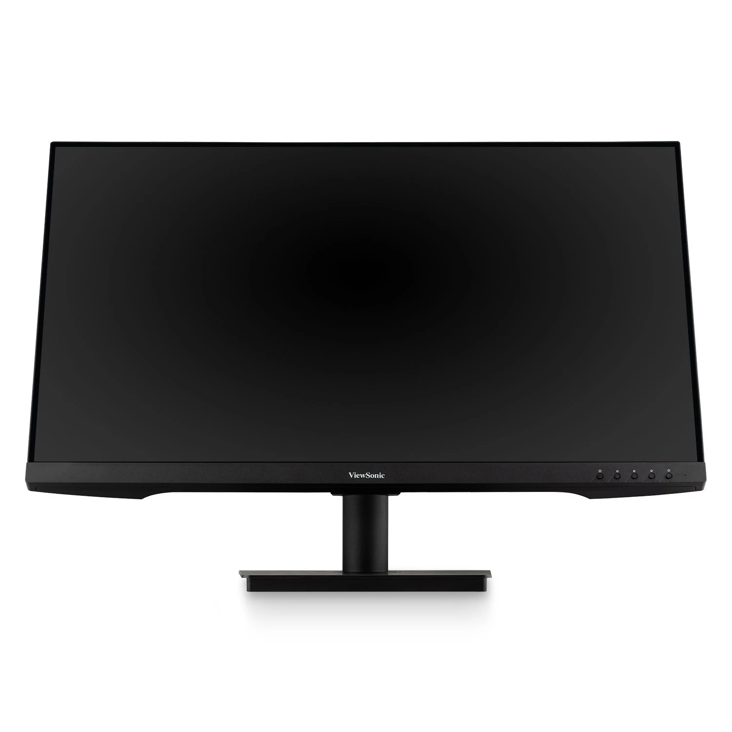 Un monitor nero con supporto nero. Lo schermo è vuoto.