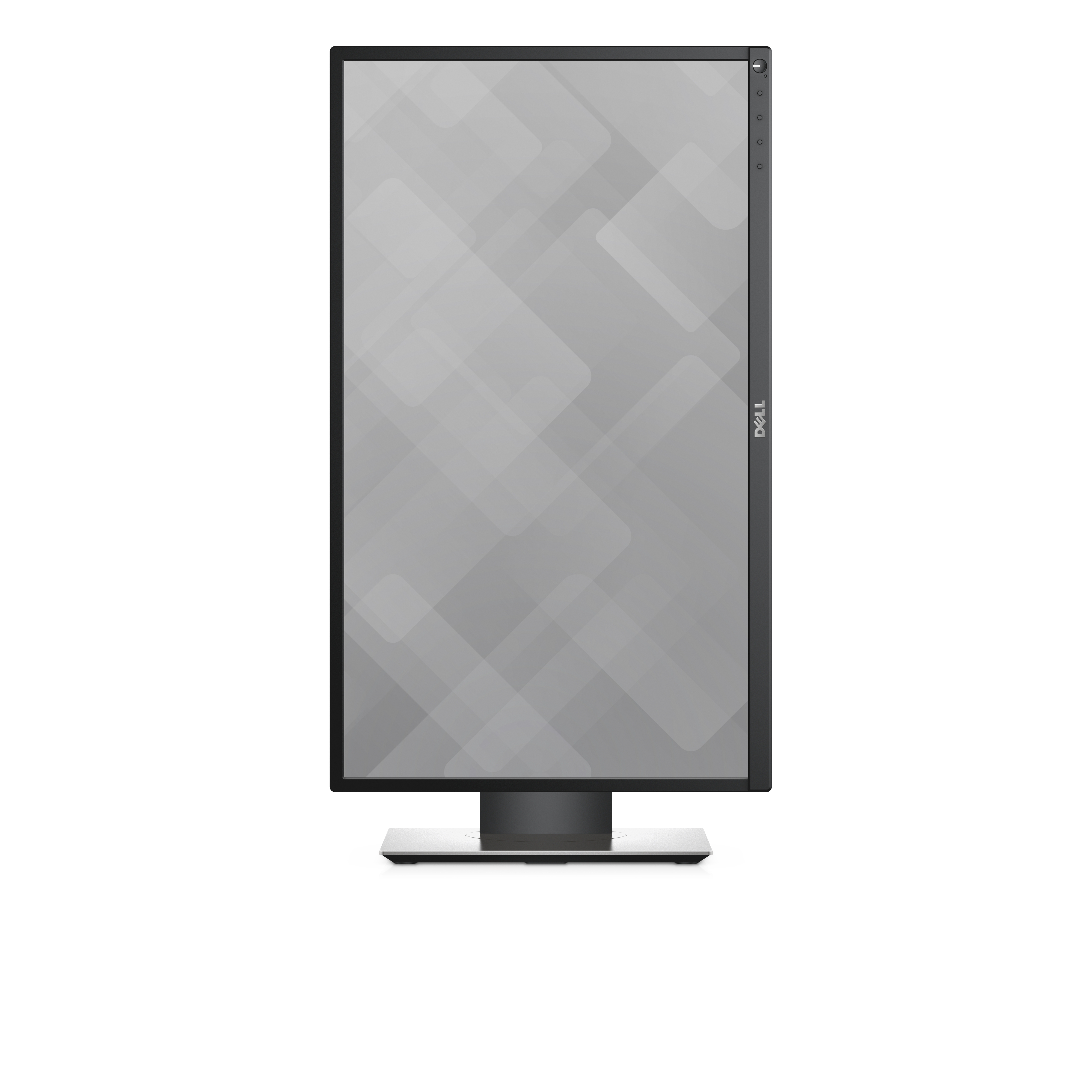 Monitor Dell w orientacji pionowej, z jasnoszarym tłem.