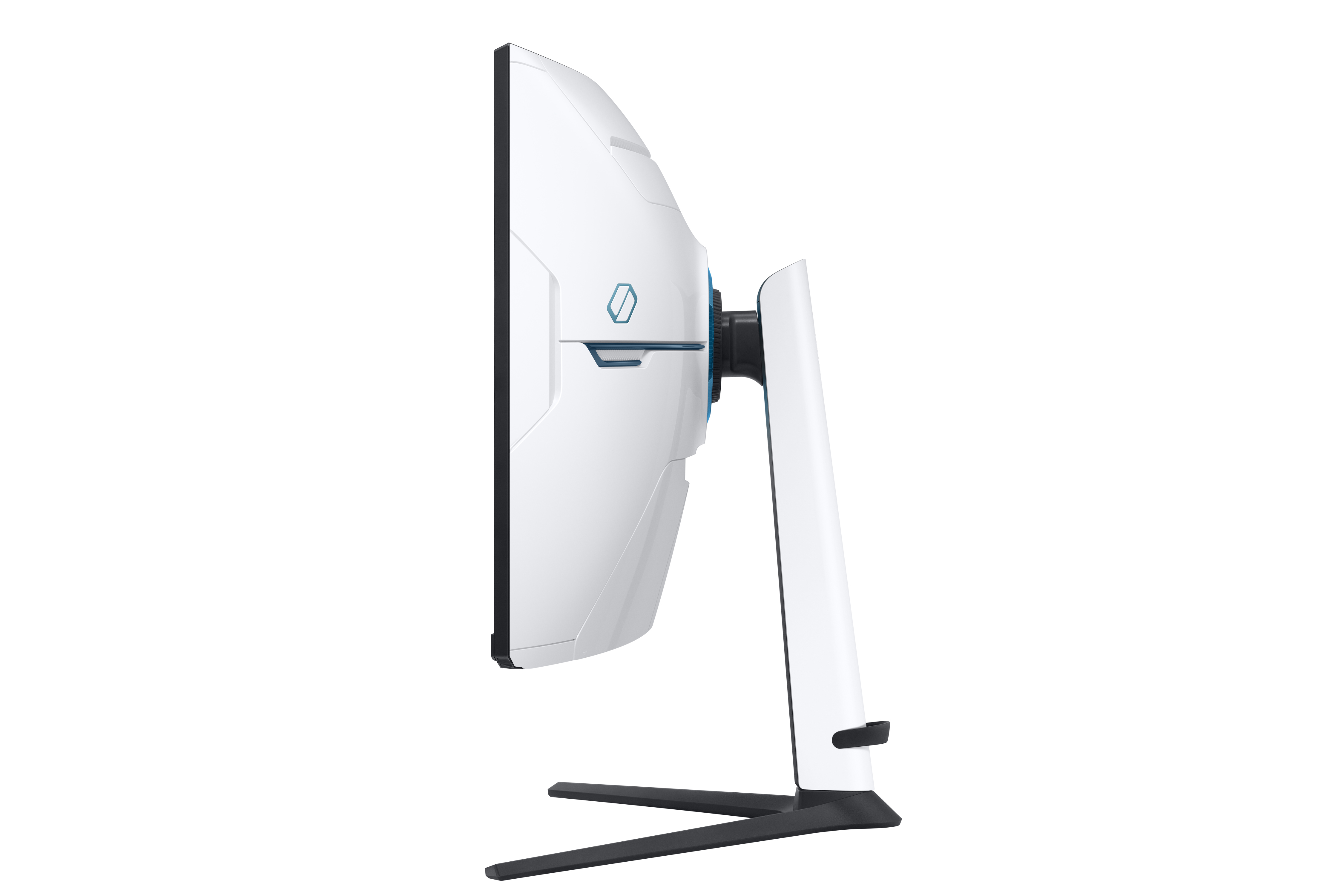Een witte wasmachine met een digitaal display en een ronde deur.