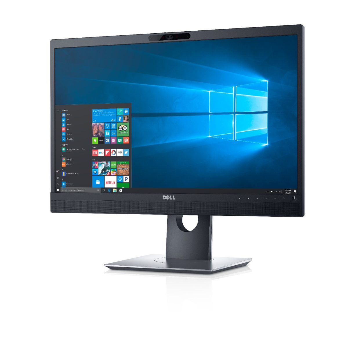 Monitor Dell che mostra un'interfaccia Windows. È su una superficie bianca.
