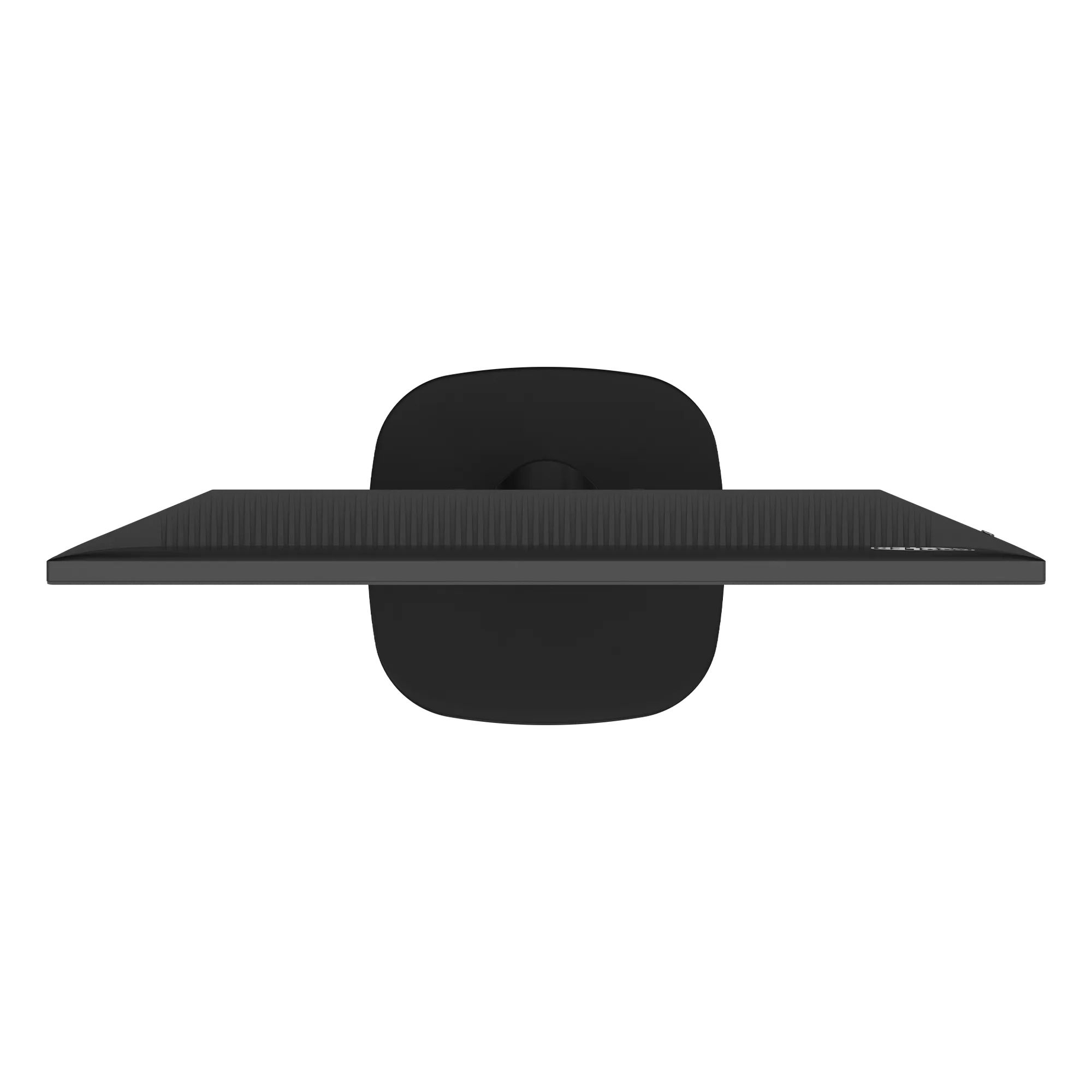 Monitor desde arriba, negro con soporte negro.