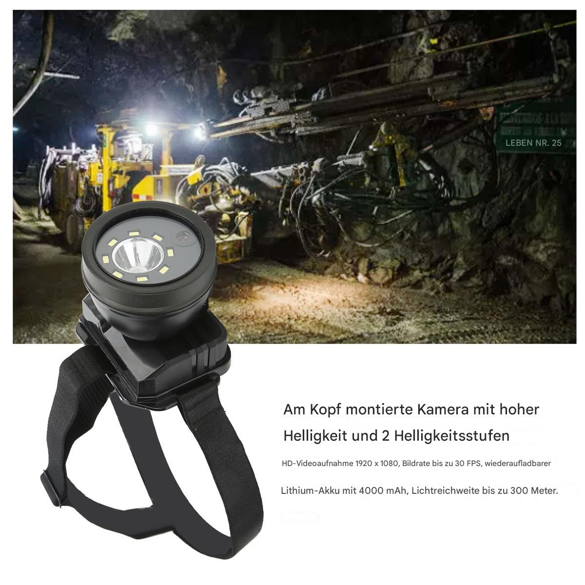 Am Kopf montierte Kamera mit hoher Helligkeit und 2 Helligkeitsstufen im Bergwerk.