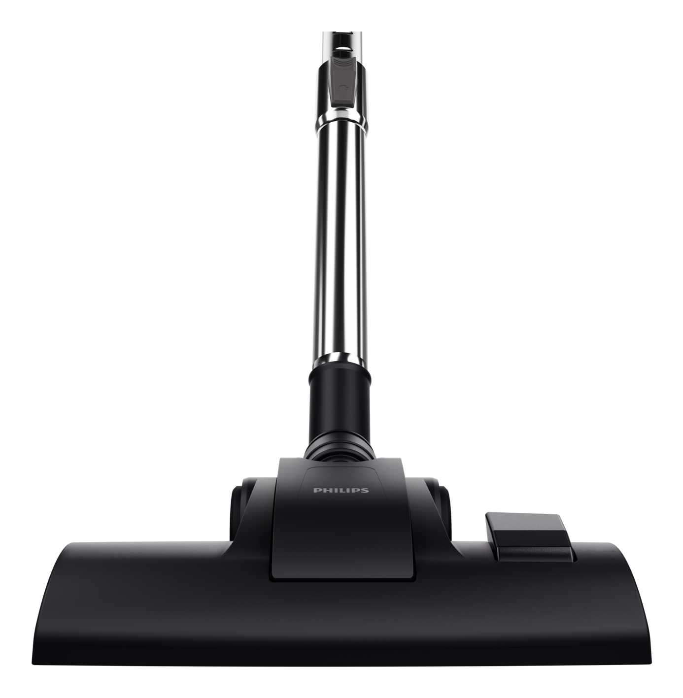 Black vacuum cleaner head with silver tube and Philips branding.
