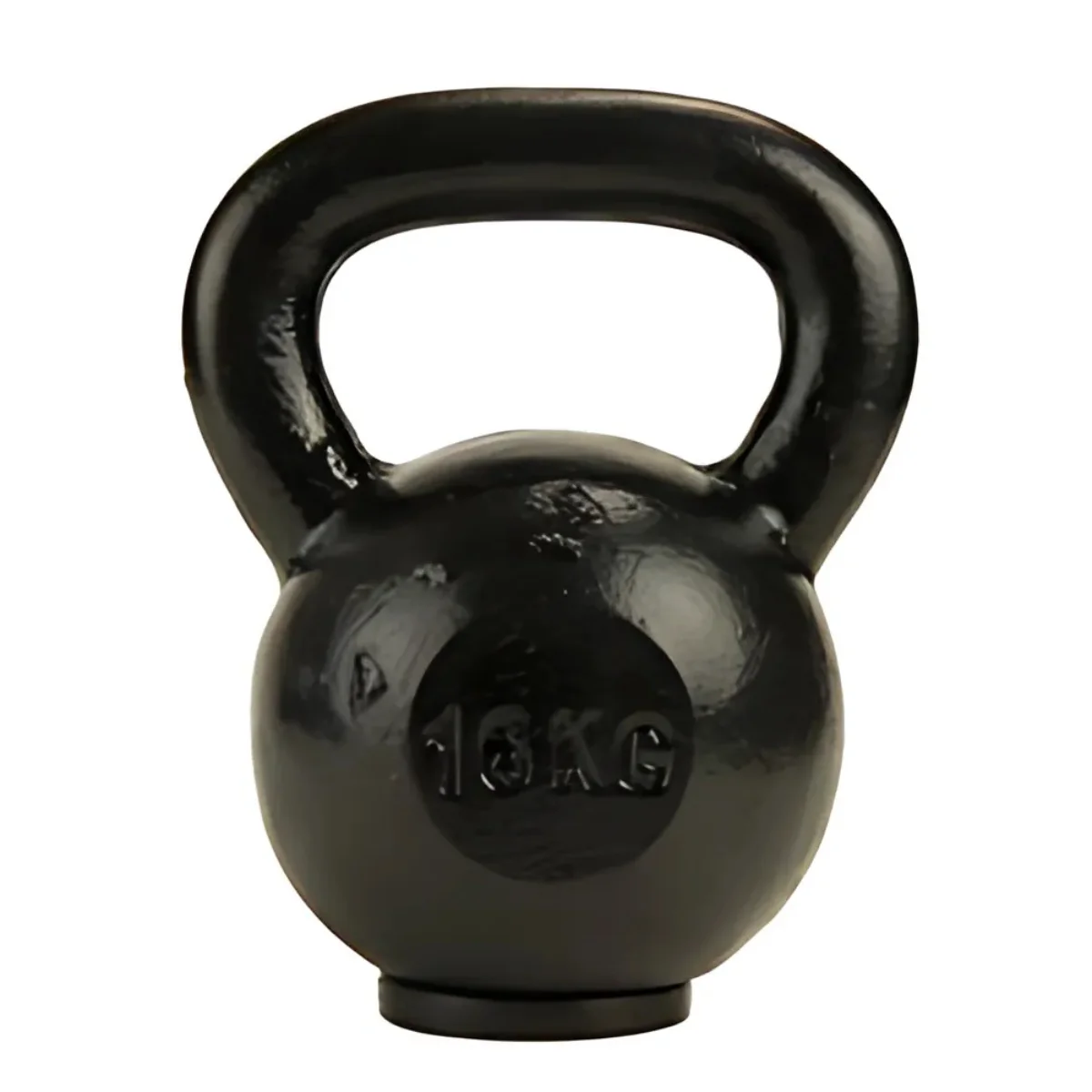 Schwarze Kettlebell mit der Aufschrift 16KG.