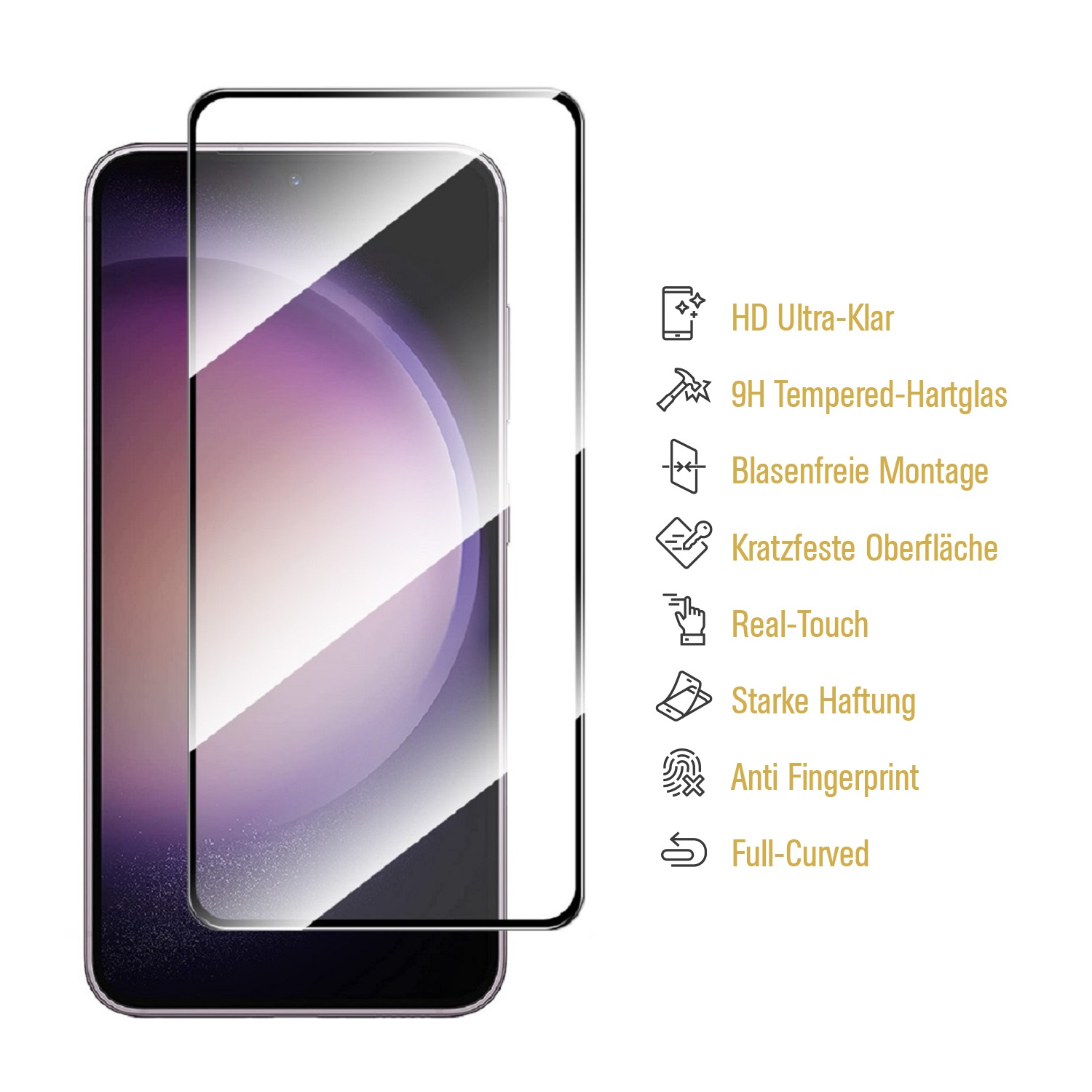 Ein Telefon mit und ohne Displayschutzfolie.