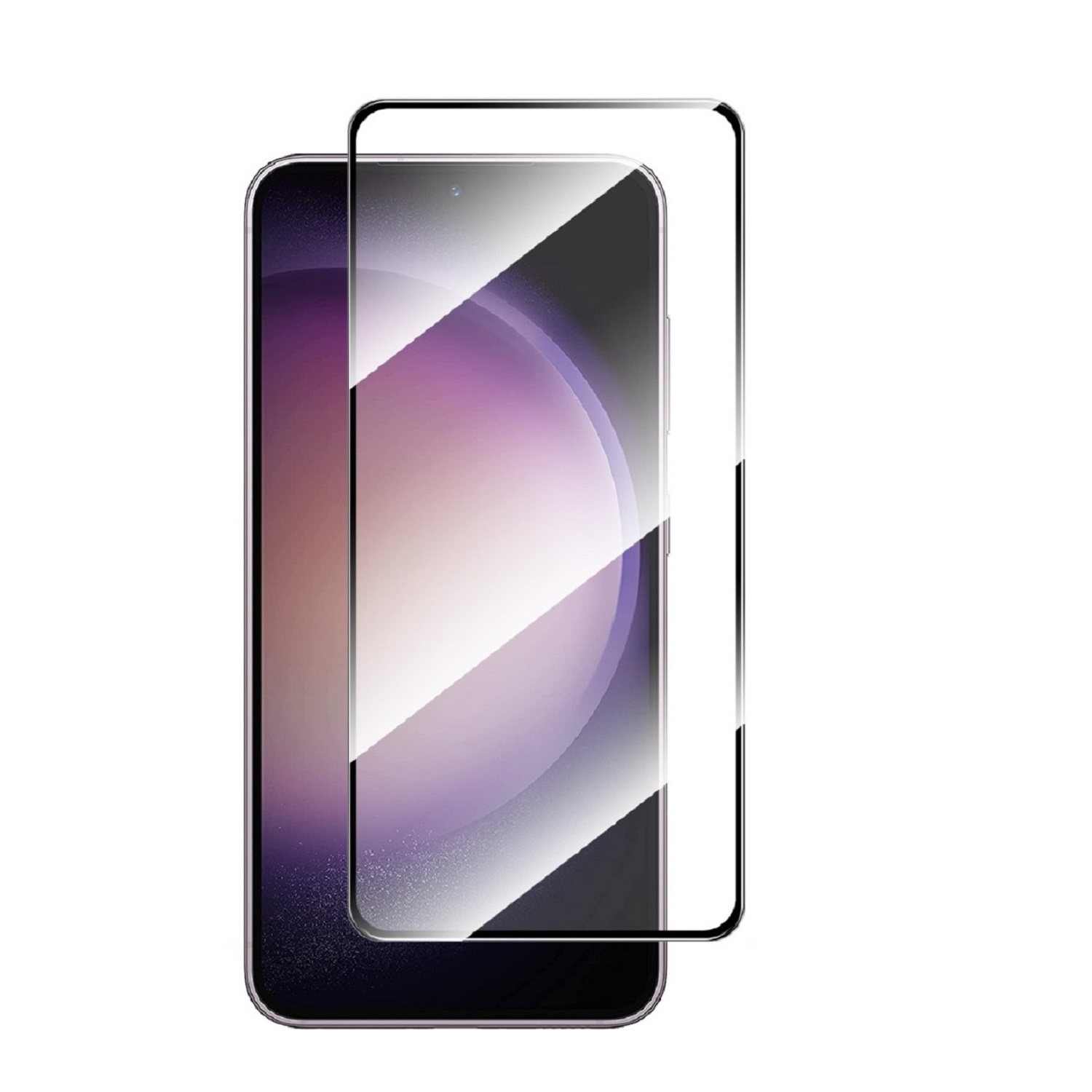 Ein Telefon mit angebrachtem, klarem Displayschutz. Der Schutz ist sichtbar.