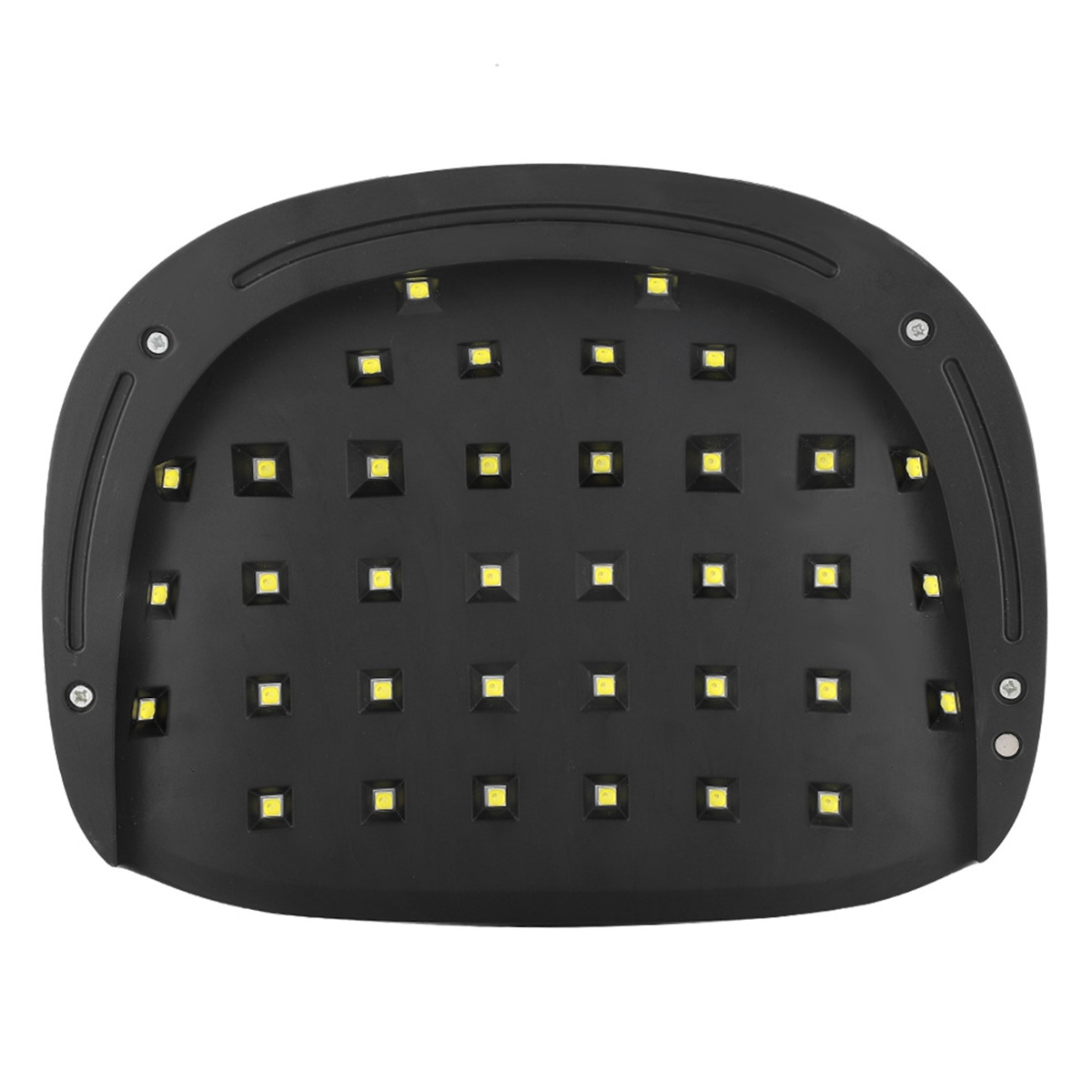 Schwarze UV-Nagellampe mit vielen gelben LED-Lichtern, Draufsicht.