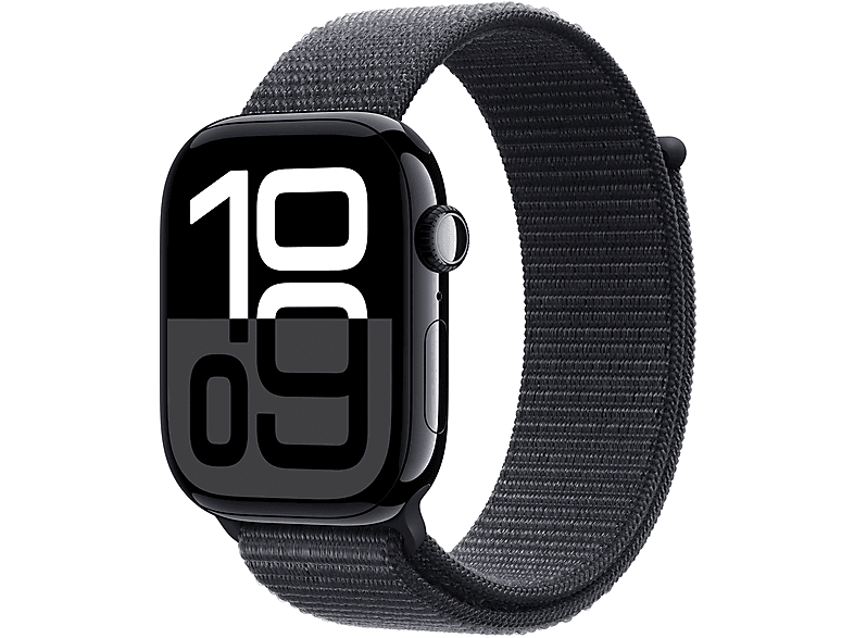 APPLE S10 CEL 46 JETBLACK ALU INK LOOP Smartwatch Aluminium Textil, 130 - 200 mm, Diamantschwarz