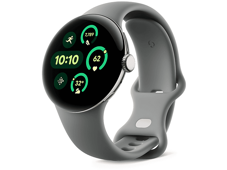 GOOGLE Pixel Watch 3 (LTE) Sportarmband 41mm, Gold/Grau Google Pixel Watch 3 LTE Aluminium Fluorelastomer, S/L, Champagne Gold / Hazel