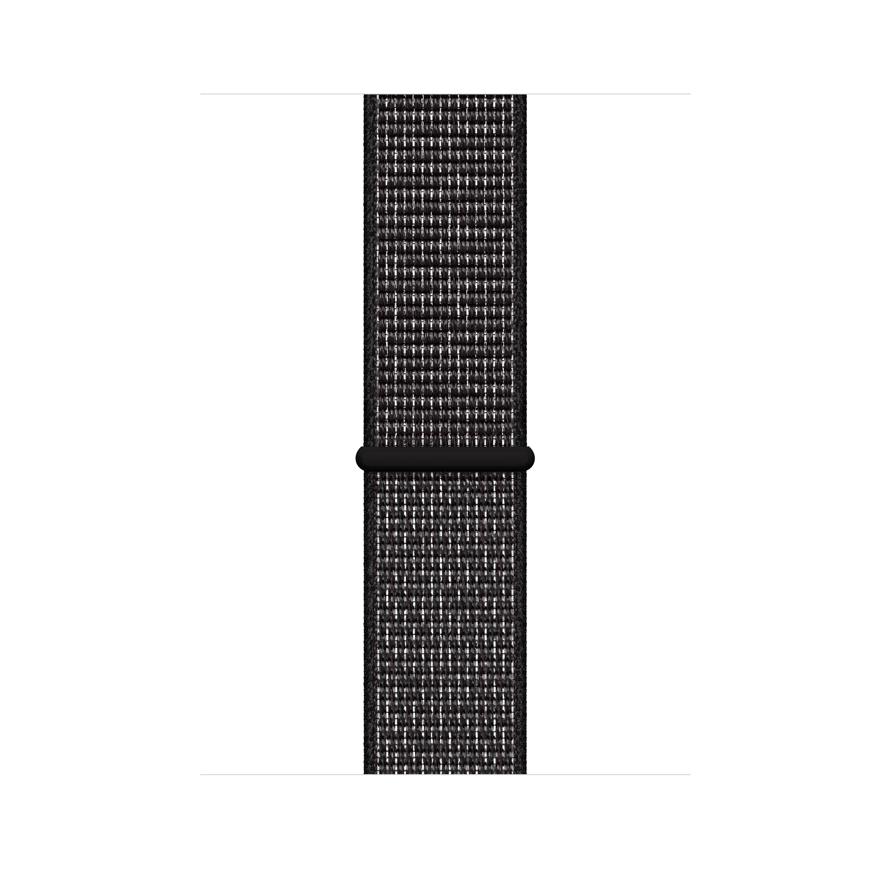 Schwarz-graues Uhrenarmband mit schwarzer Schließe, isoliert auf weißem Hintergrund.