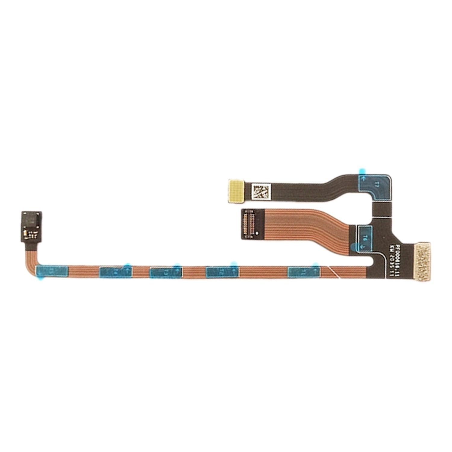 Ein flaches, flexibles, braunes Kabel mit mehreren Anschlüssen. Der Hintergrund ist weiß.