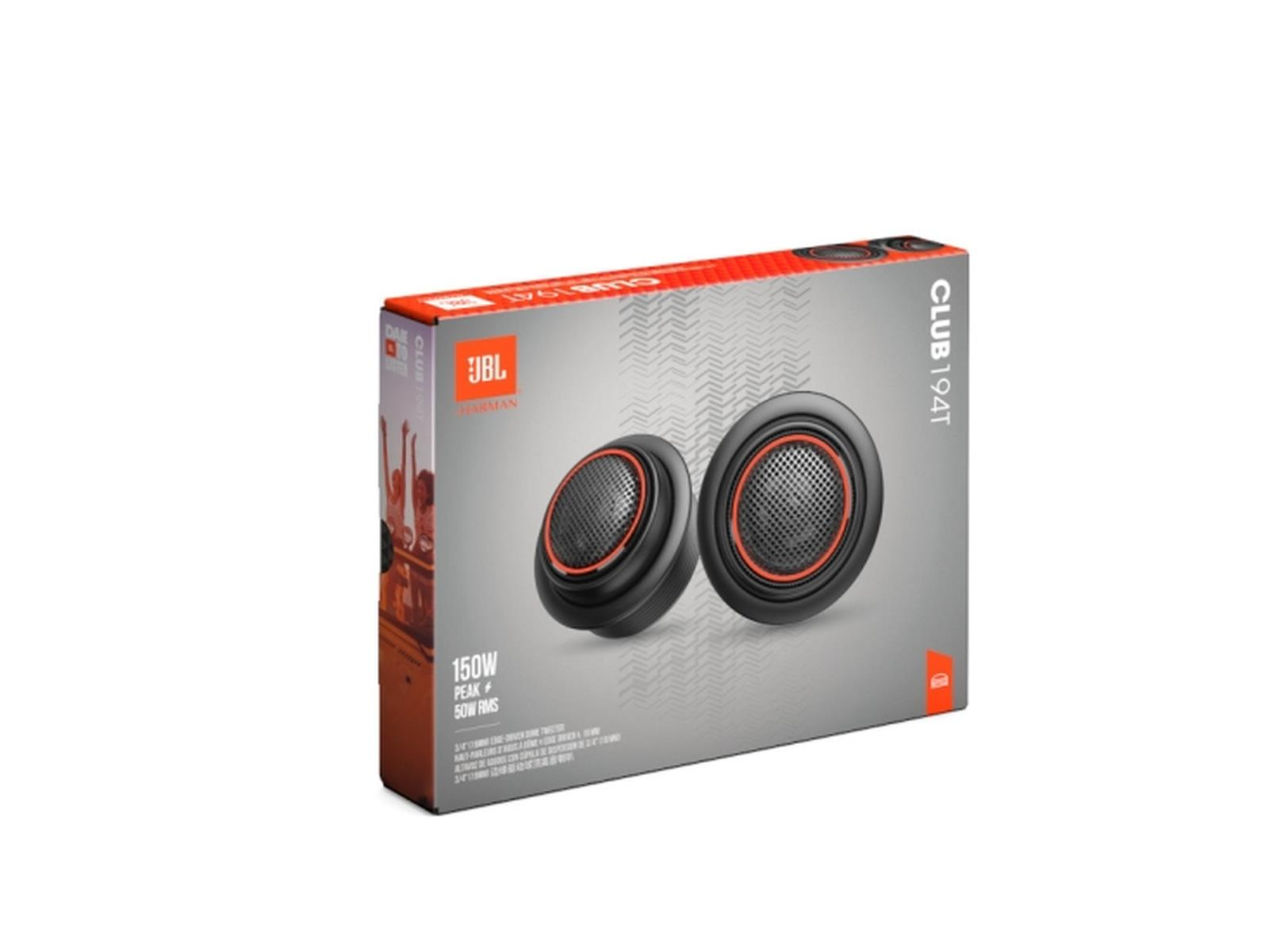 JBL Club 194T Lautsprecherbox. Zwei Lautsprecher in der Box, mit roten Akzenten.