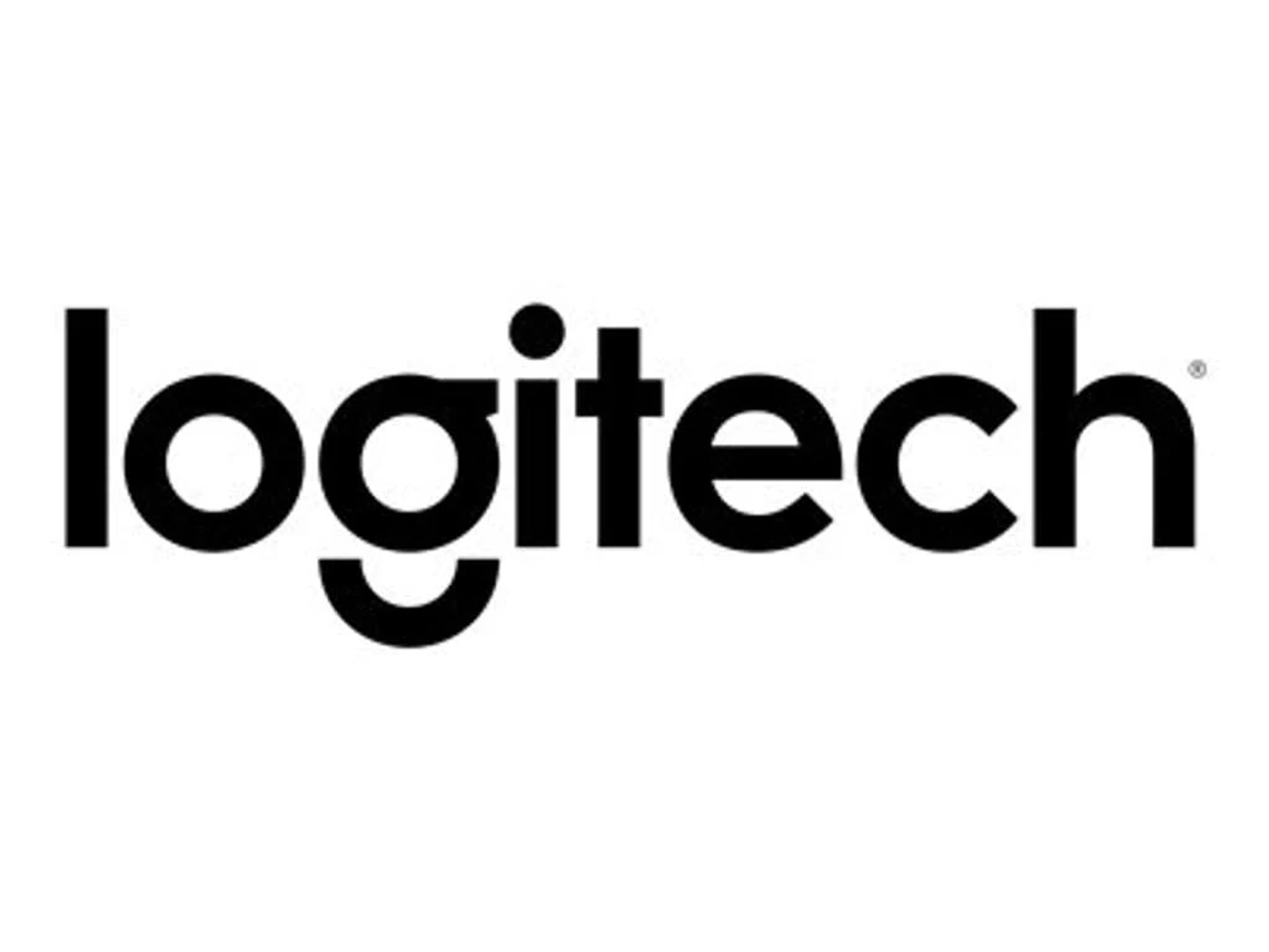 Das Logitech-Logo in Schwarz auf weißem Hintergrund. Der Text ist fett und ohne Serifen.