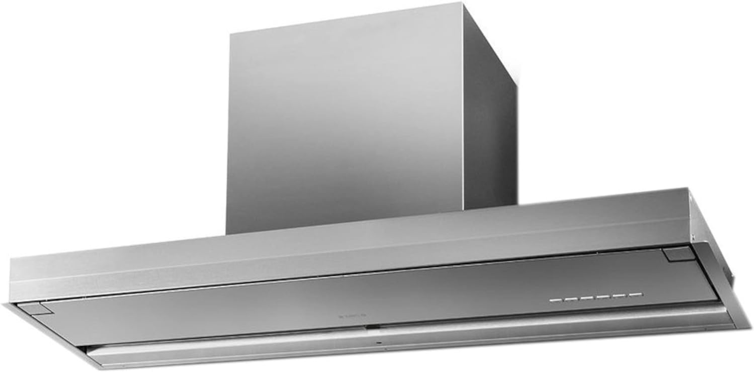 Una cappa in acciaio inossidabile dal design lineare, elegante e moderno.