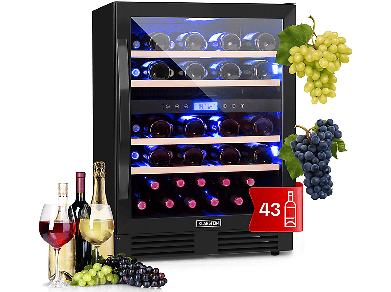 KLARSTEIN Vinovilla 43 Weinkühlschrank (EEK G, Schwarz)