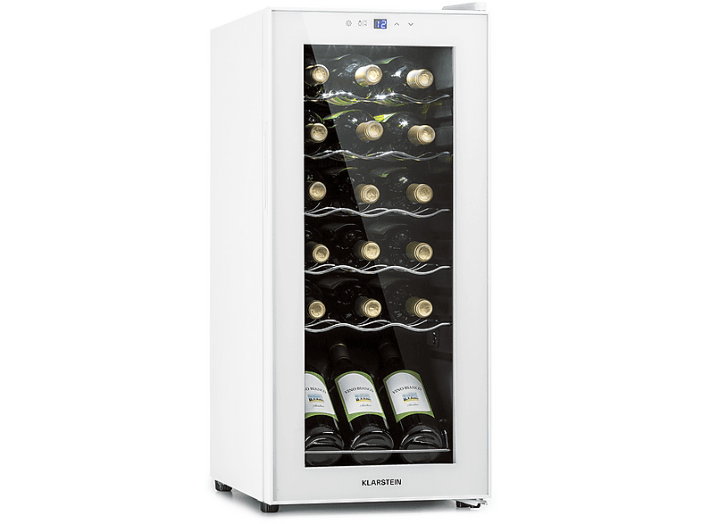KLARSTEIN Shiraz 18 Slim Uno Weinkühlschrank (EEK G, Weißes Glas)