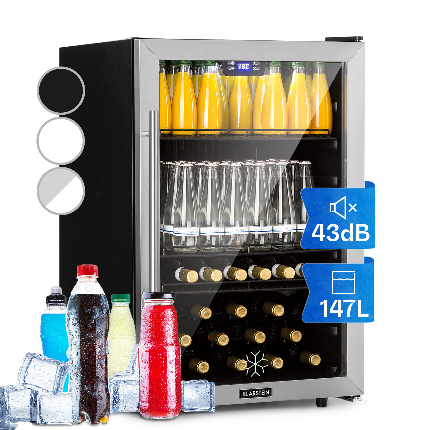 KLARSTEIN Beersafe 5XL 147 Statico Libera installazione 1 porta Metallo LED Manuale, FRIGO MONOPORTA, Classe C