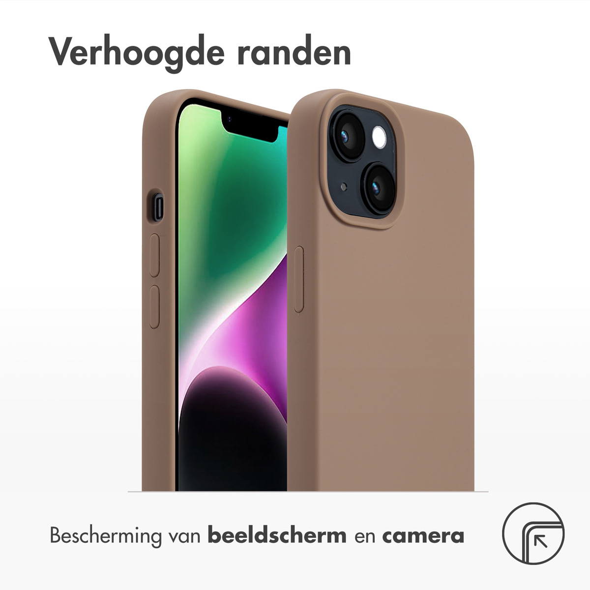 ACCEZZ Coque arrière compatible avec iPhone 13/ iPhone 14 Étui de Téléphone voor Apple iPhone 13/ iPhone 14 Brun clair