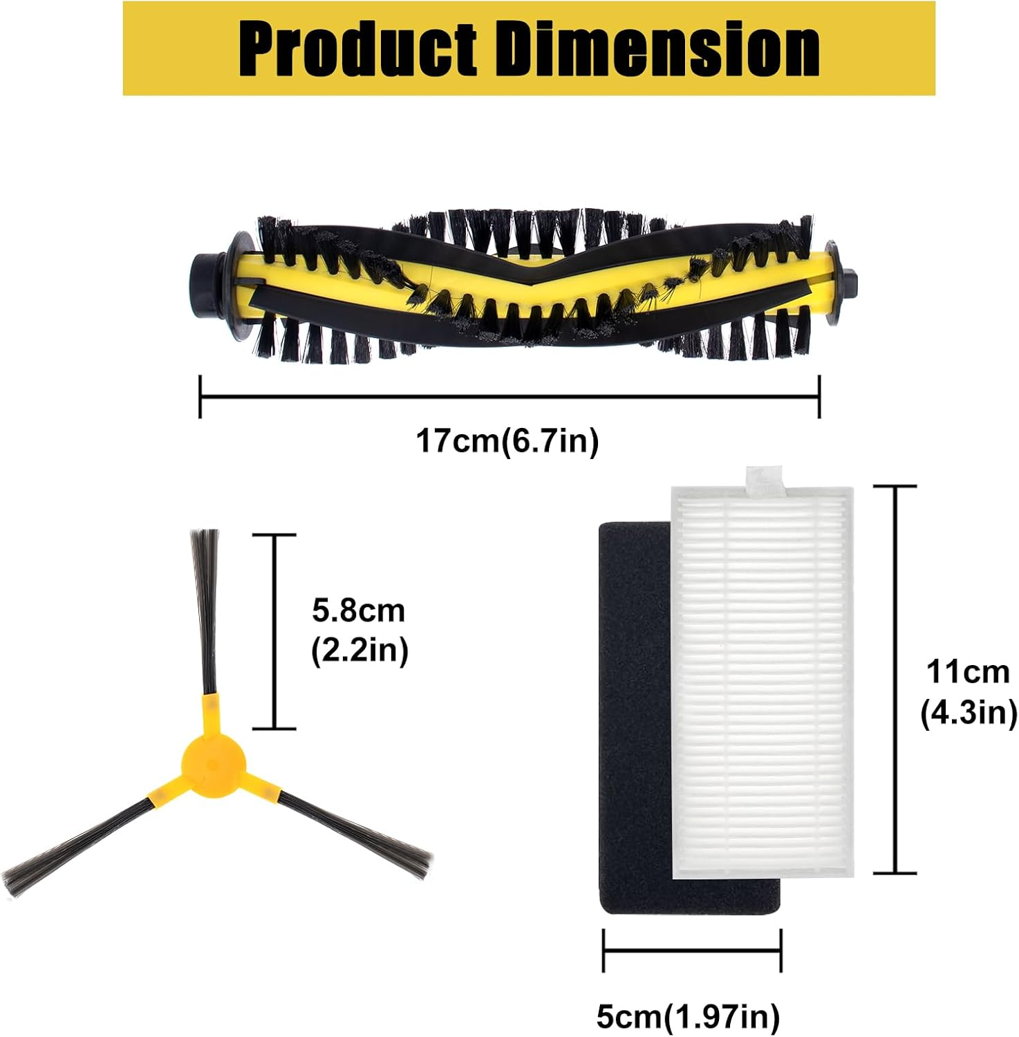 Części odkurzacza, w tym szczotka i filtry.