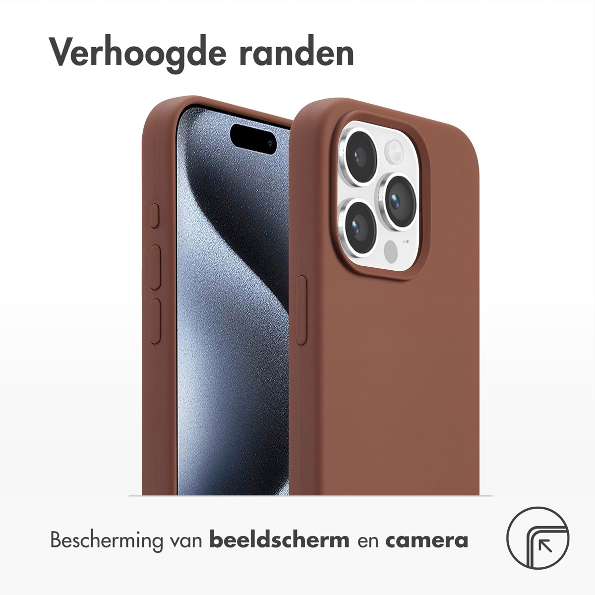 ACCEZZ Liquid Silikon-Backcover mit MagSafe, Full Cover, Apple, iPhone 15 Pro, Braun