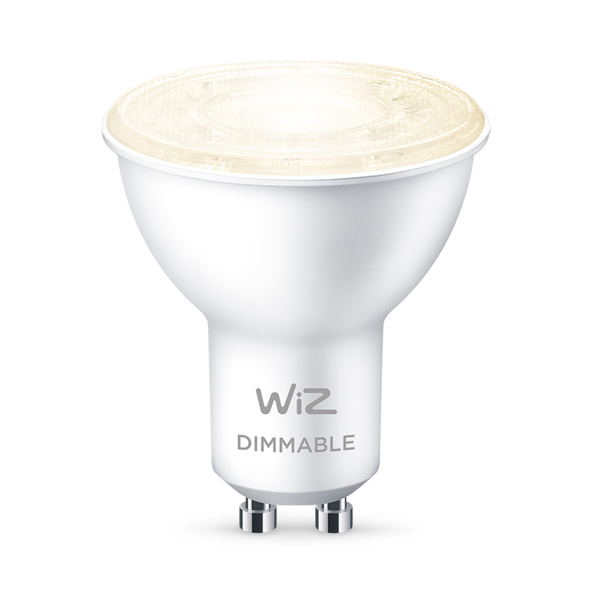 White lightbulb with a white base and a clear, circular top.