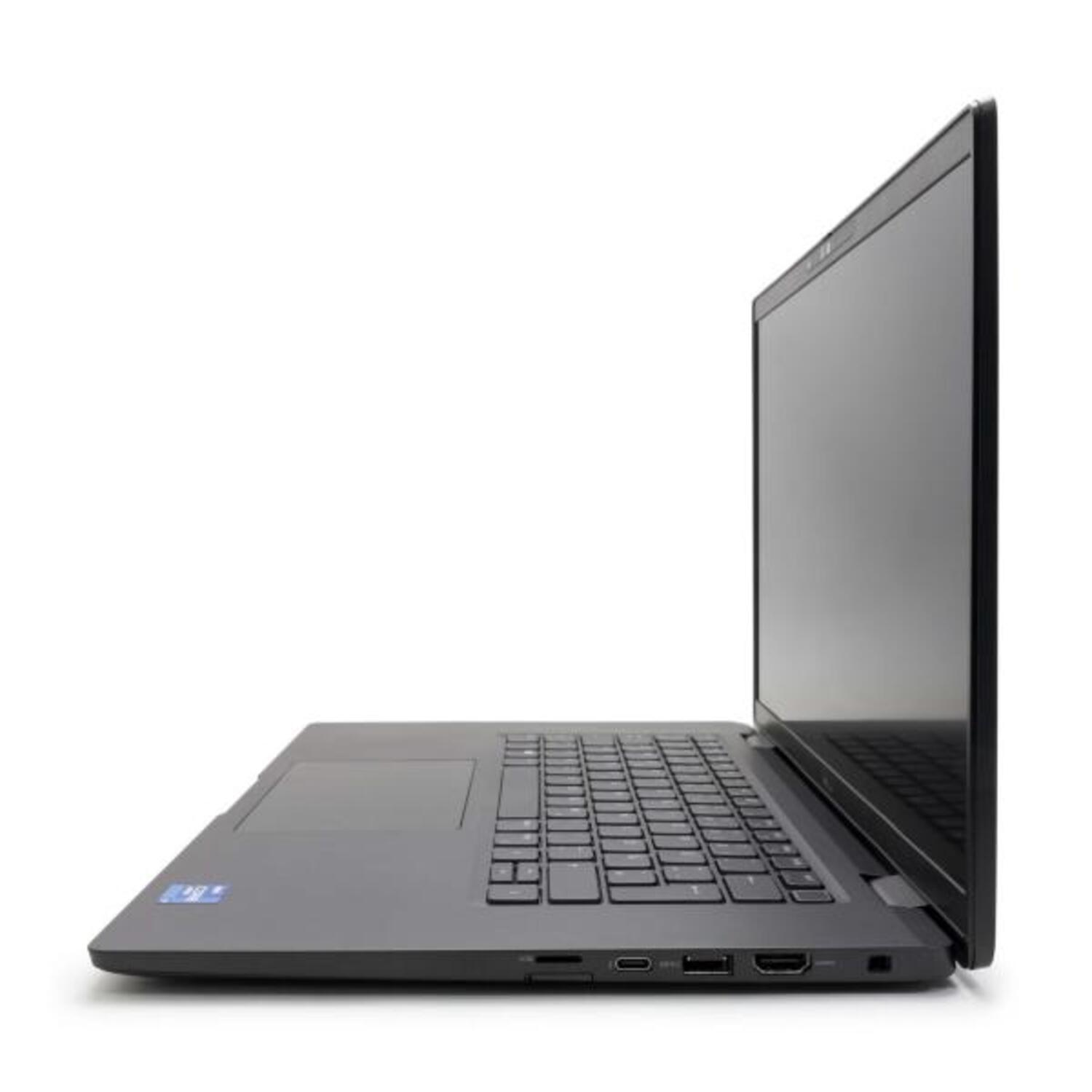 Laptop-Profil, Seitenansicht des geschlossenen Geräts auf weißer Oberfläche.