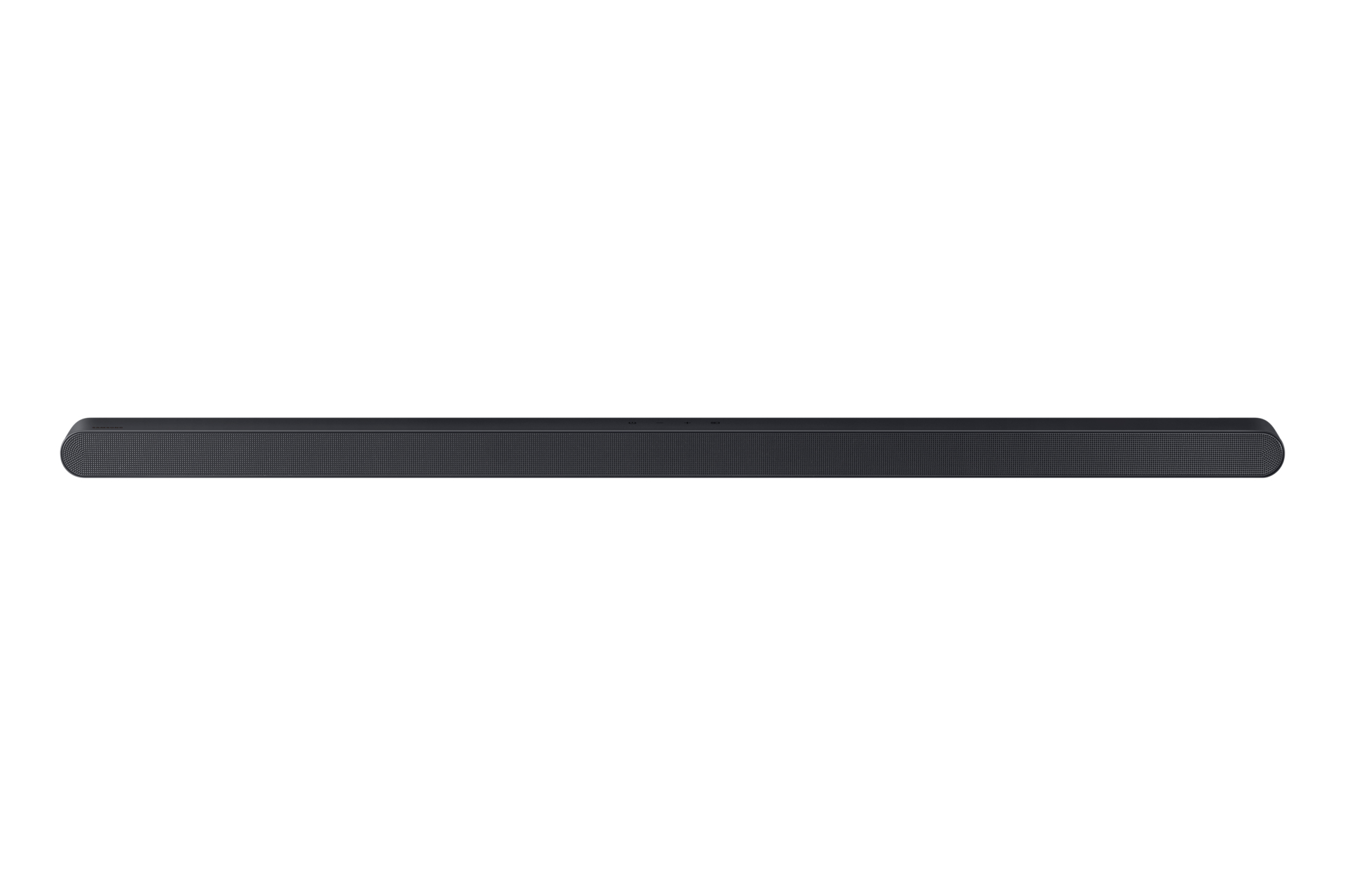 Dark soundbar from above, with a grid pattern.