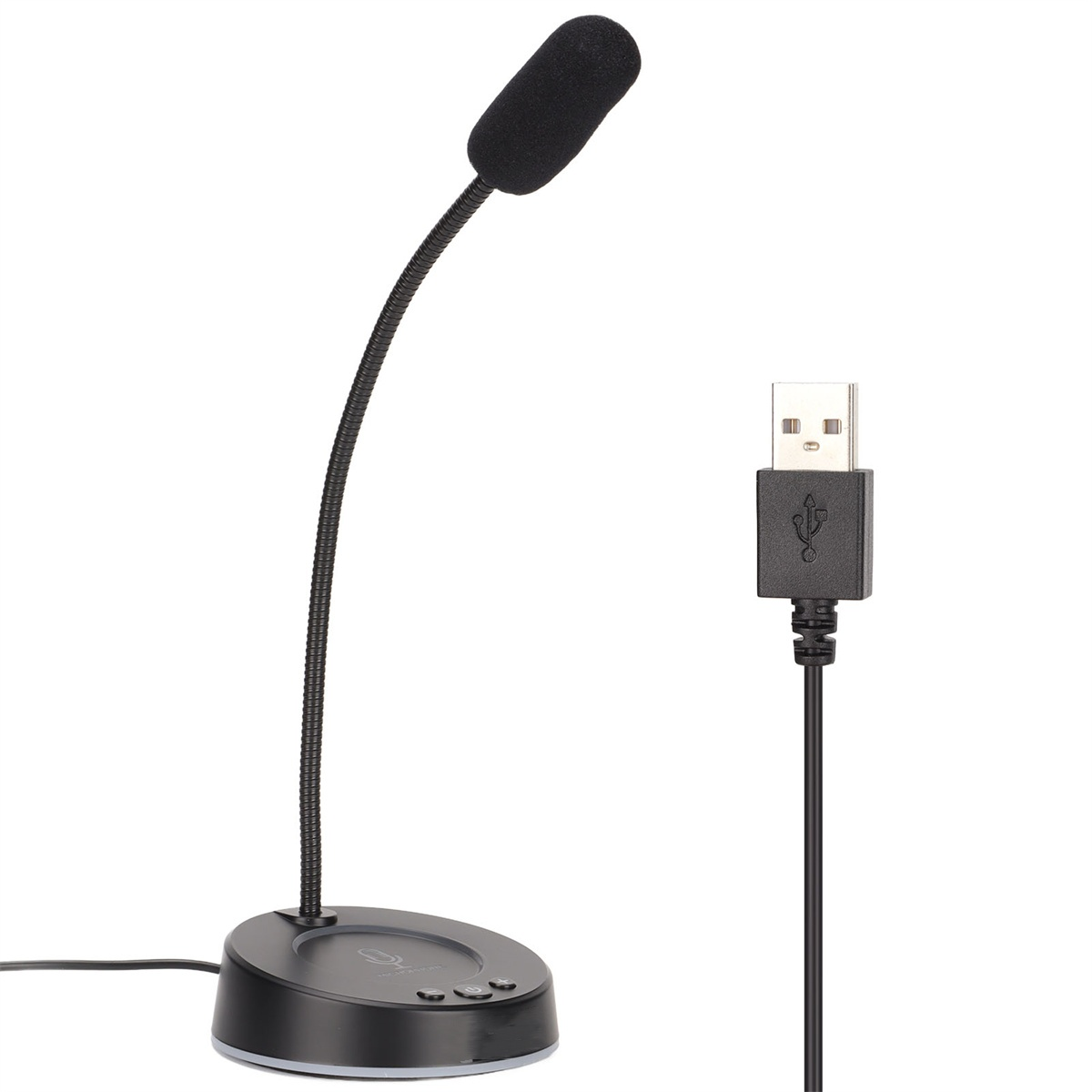 Ein Mikrofon mit flexiblem Hals und USB-Anschluss.