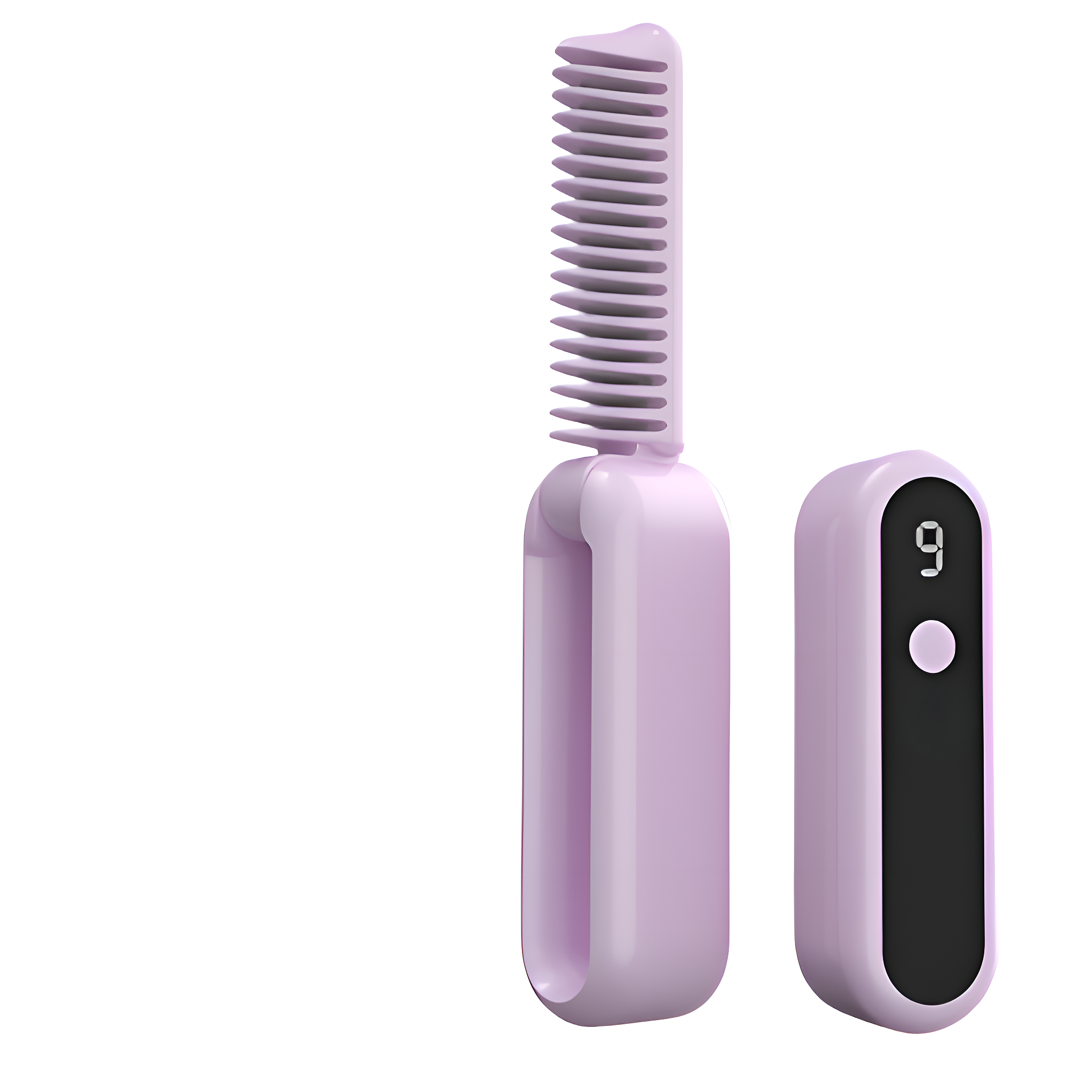 Ein pinkfarbener Wimpernformer mit digitaler Anzeige. Daneben ein kleines schwarzes Gerät mit Zahl 9.