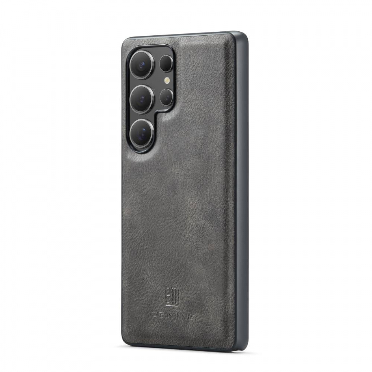 Graue Telefonhülle mit Kameraaussparungen. Die Hülle hat eine strukturierte Oberfläche.