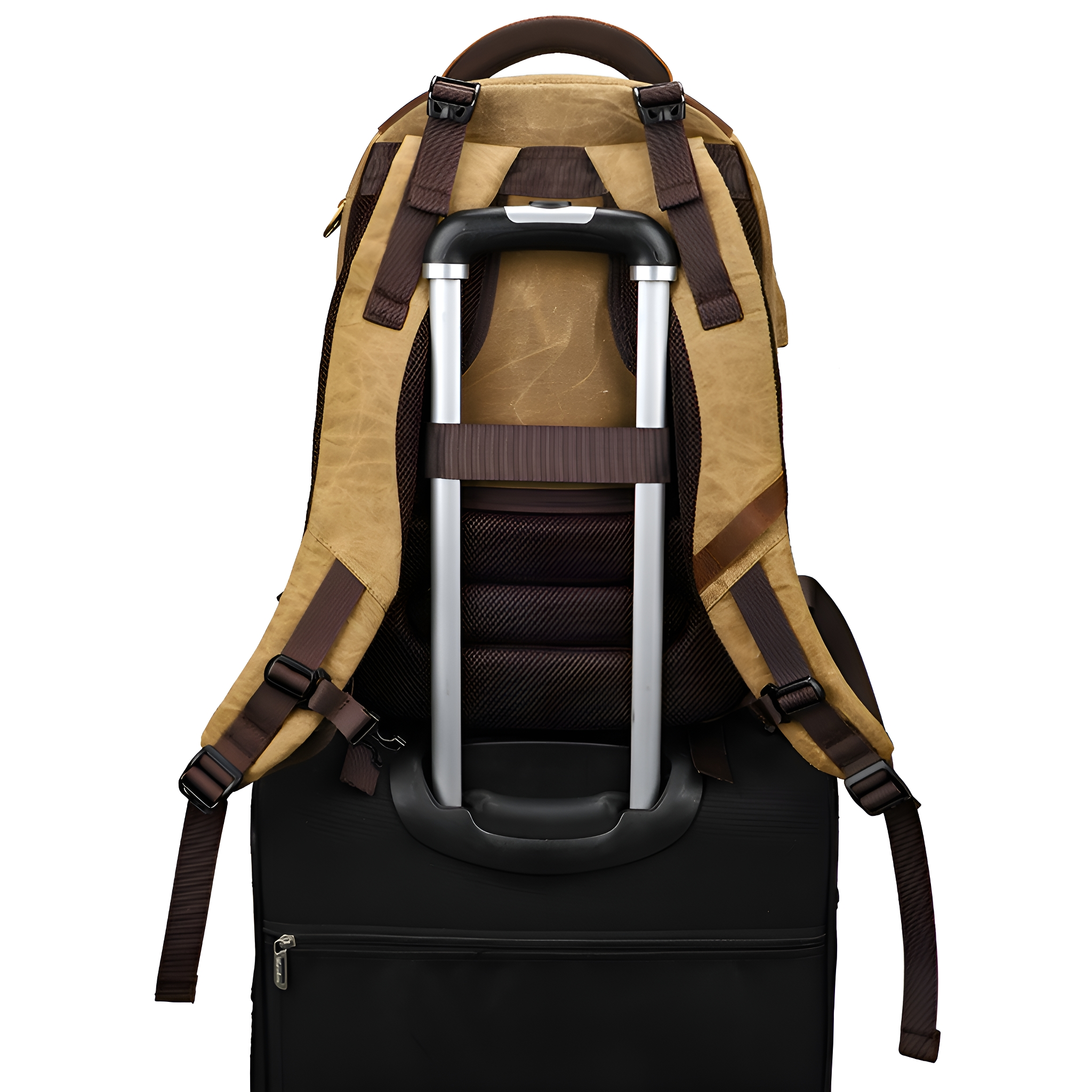 Rucksack auf einem Koffer.