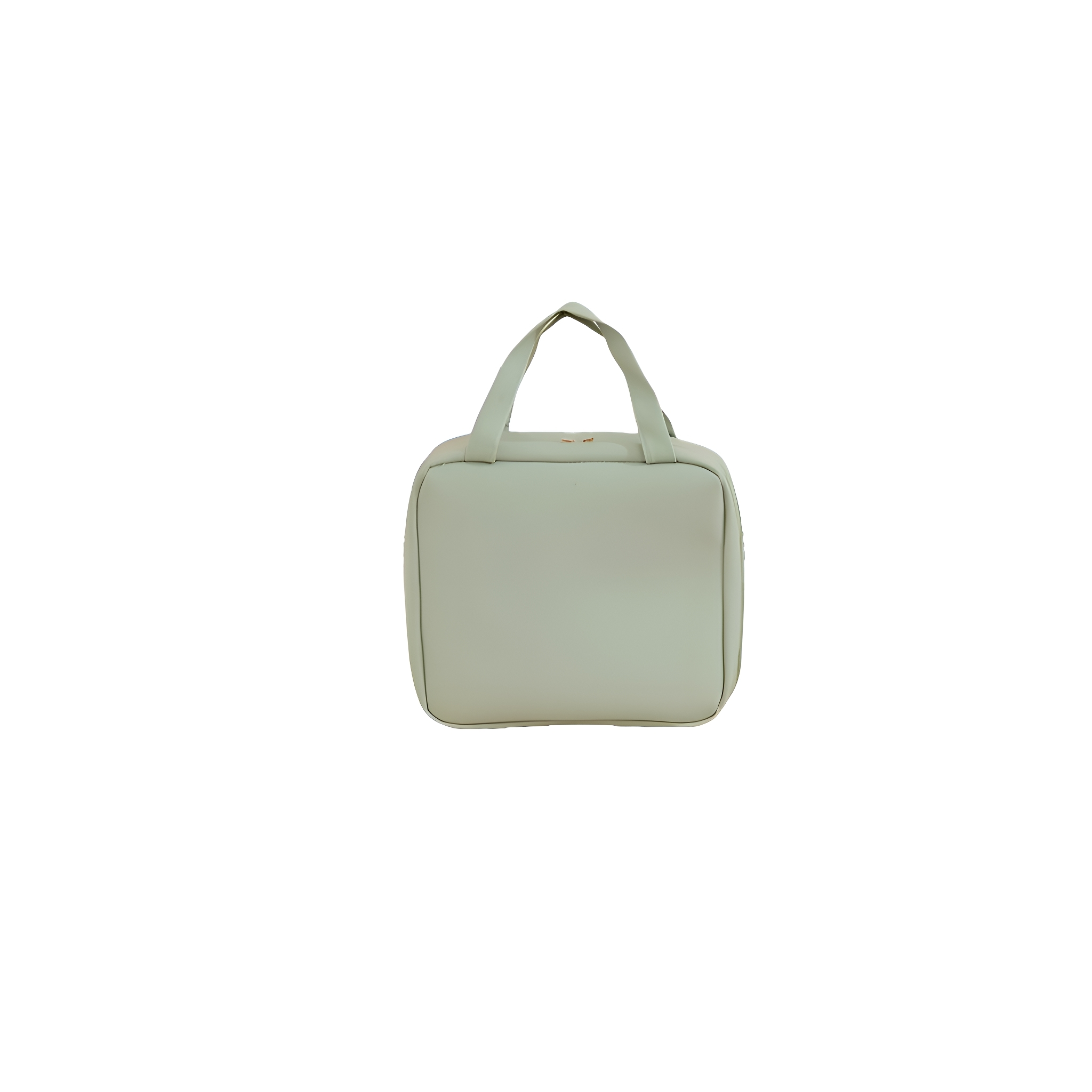 Hellgrüne quadratische Handtasche mit Henkel, isoliert auf weißem Hintergrund.